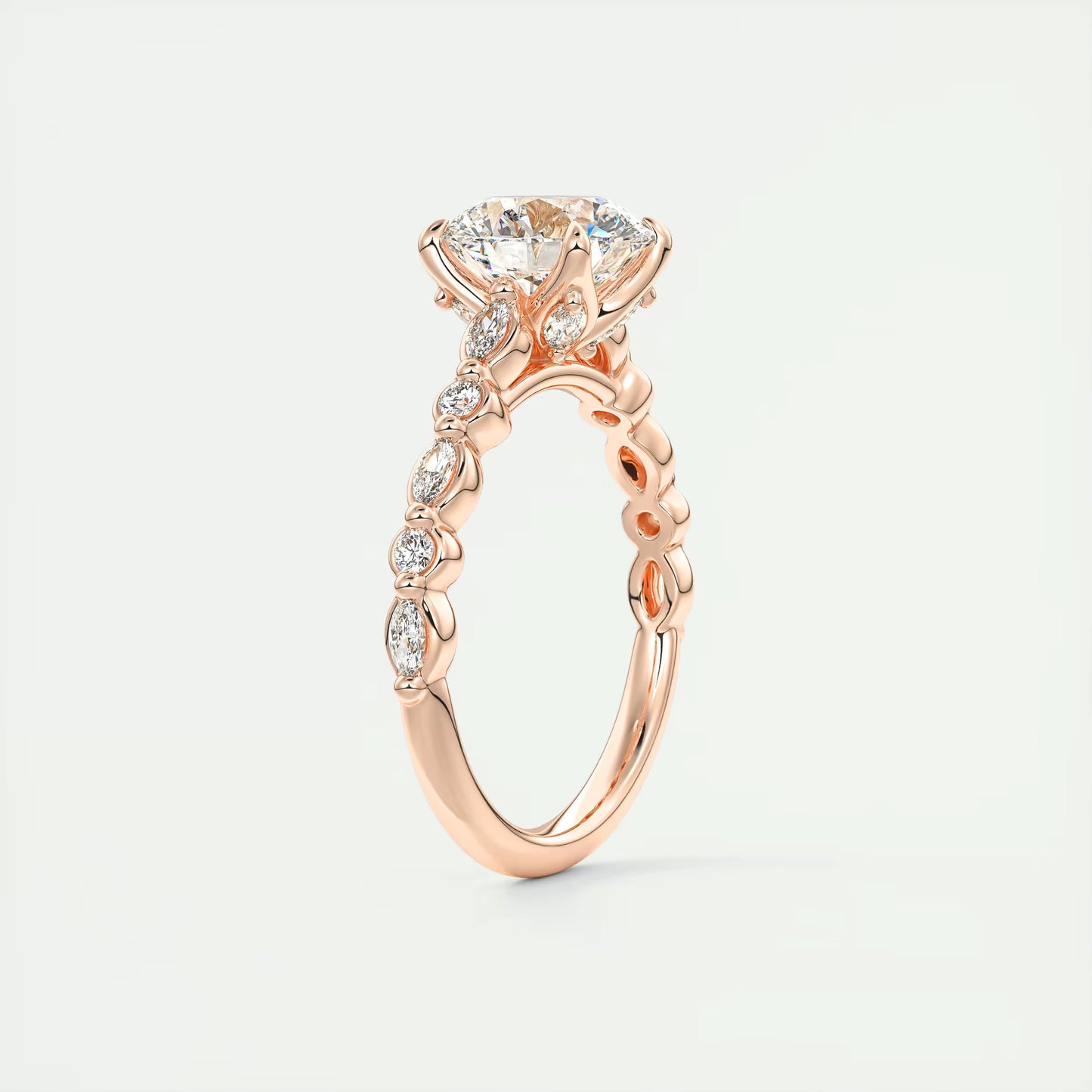 8-9 GM Round Solitaire Half Coverage Engagement Ring