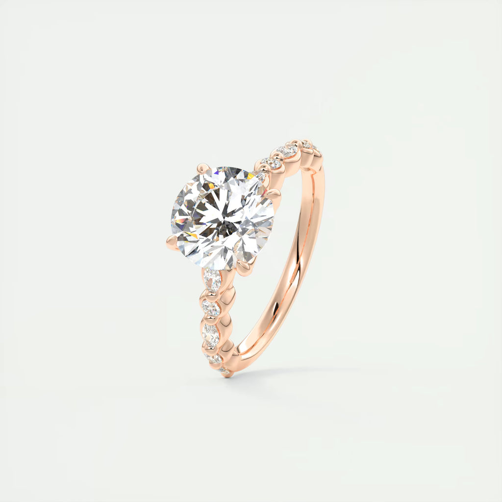 2.00 Ct Center Stone Round Solitaire Half Coverage Engagement Ring