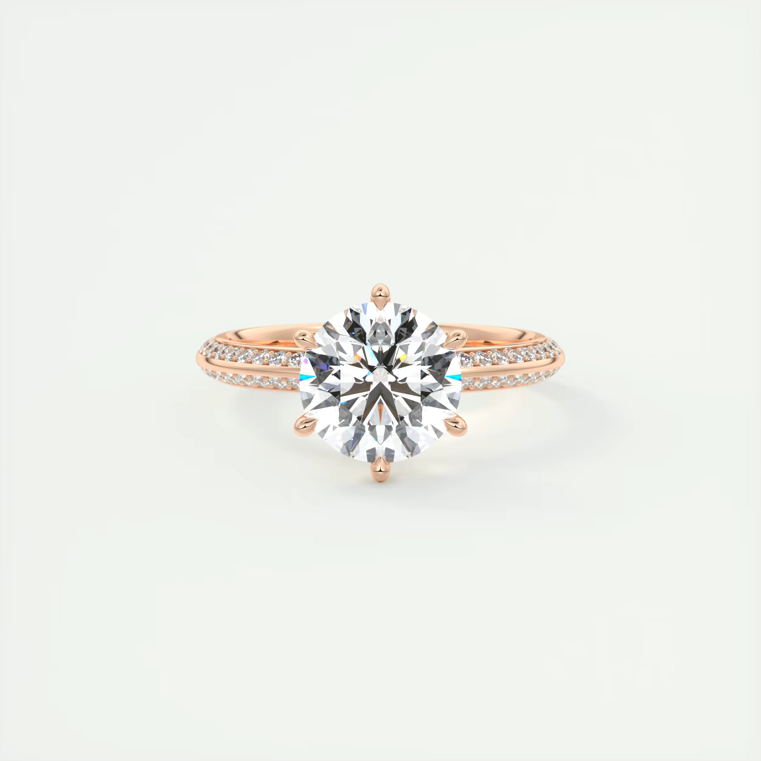 2.00 Ct Round Solitaire Loren Pave Engagement Ring