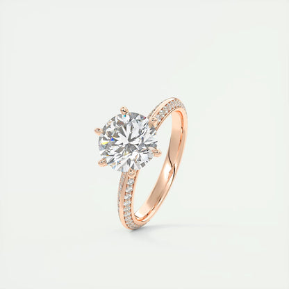 8-9 GM Round Solitaire Loren Pave Engagement Ring
