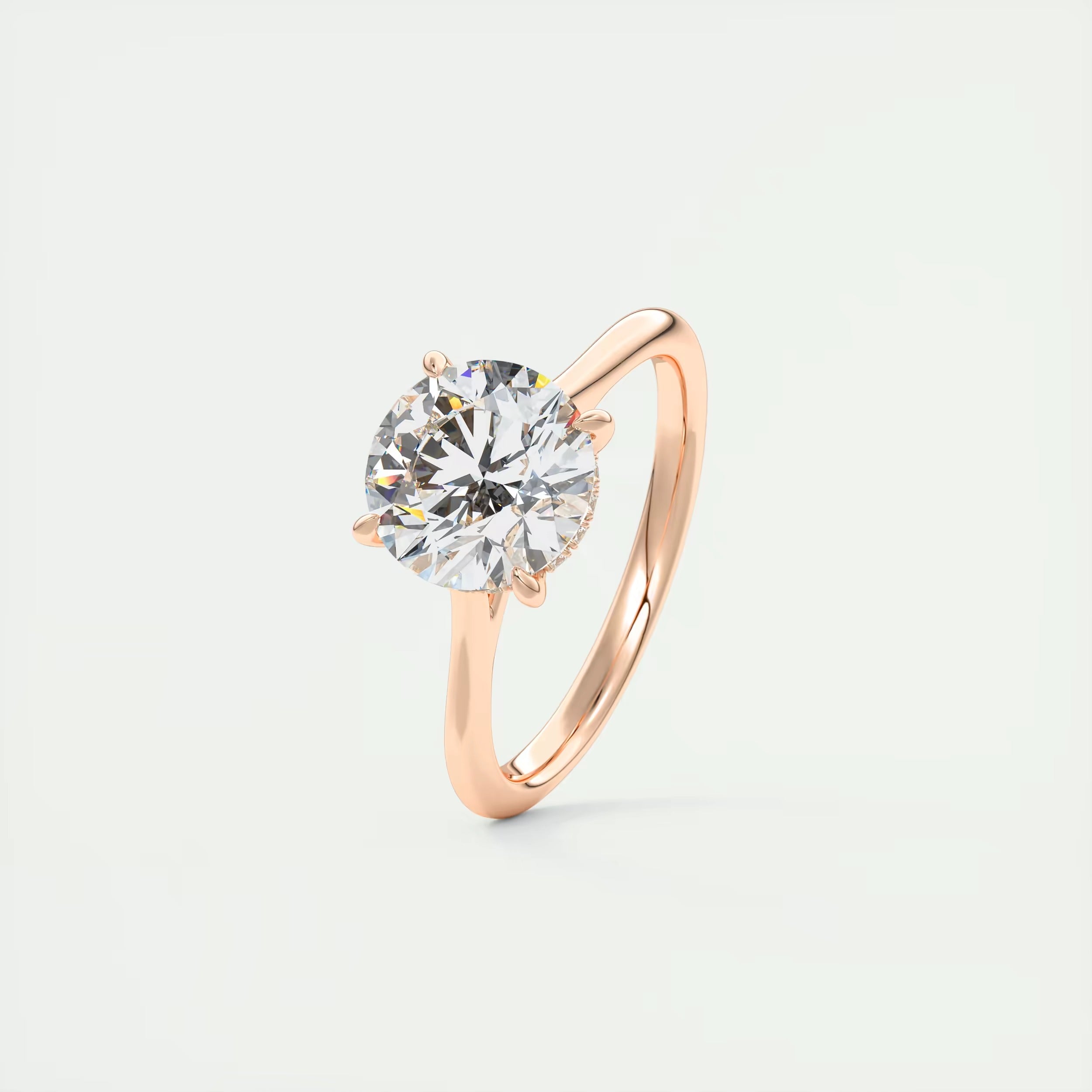 2.08 Ct The Cathedral Solitaire Center Stone Round Side Stone Round Engagement Rings