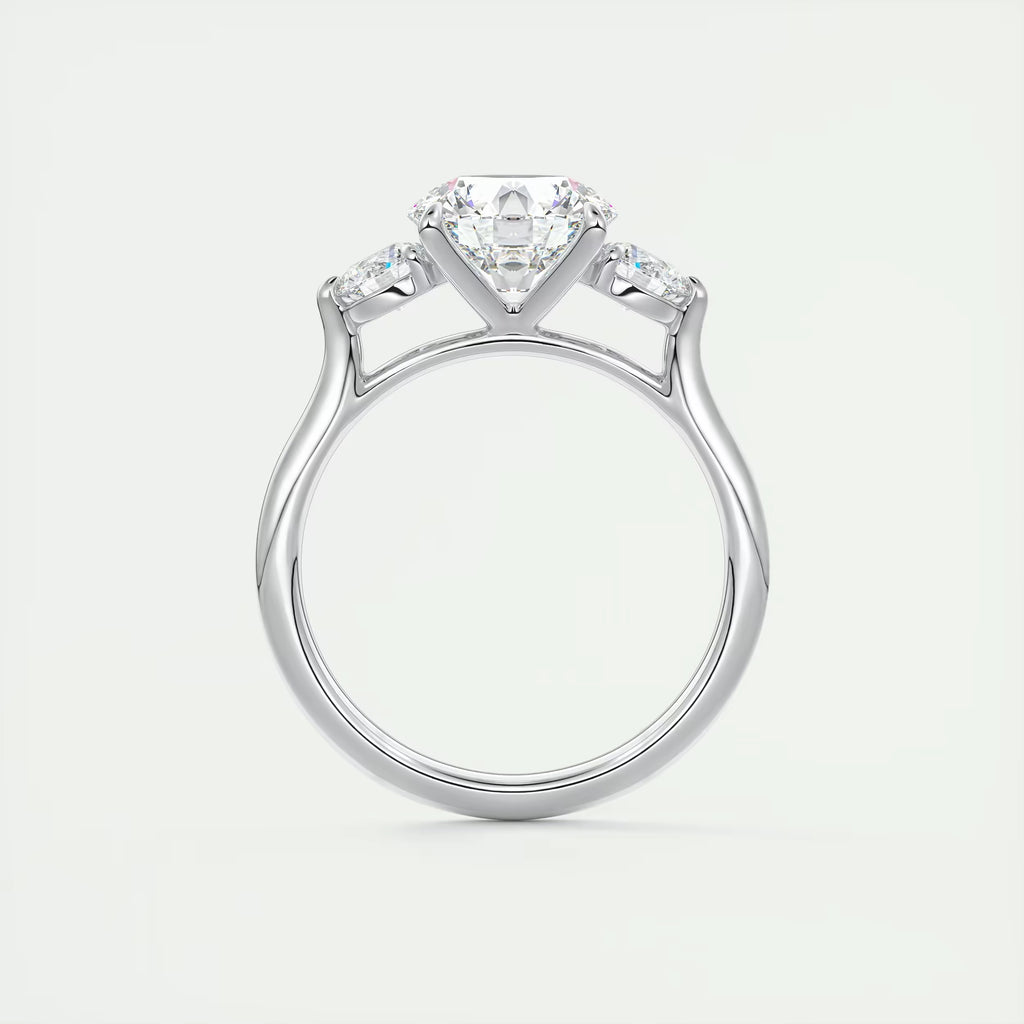 2.50 Ct The Cathedral Center Stone Round & Side Stone Round Engagement Rings