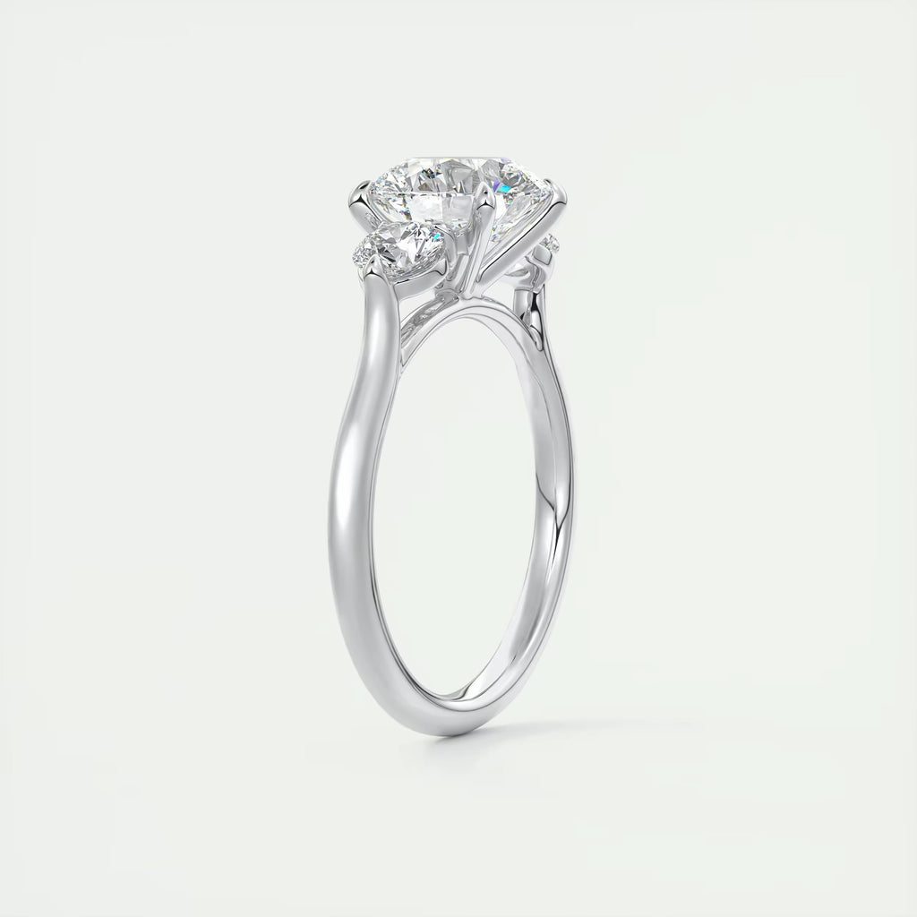 2.50 Ct The Cathedral Center Stone Round & Side Stone Round Engagement Rings