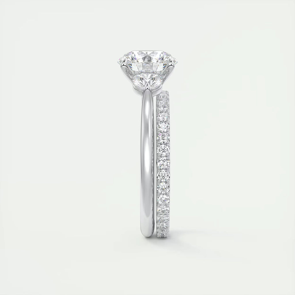 2.50 Ct The Cathedral Center Stone Round & Side Stone Round Engagement Rings