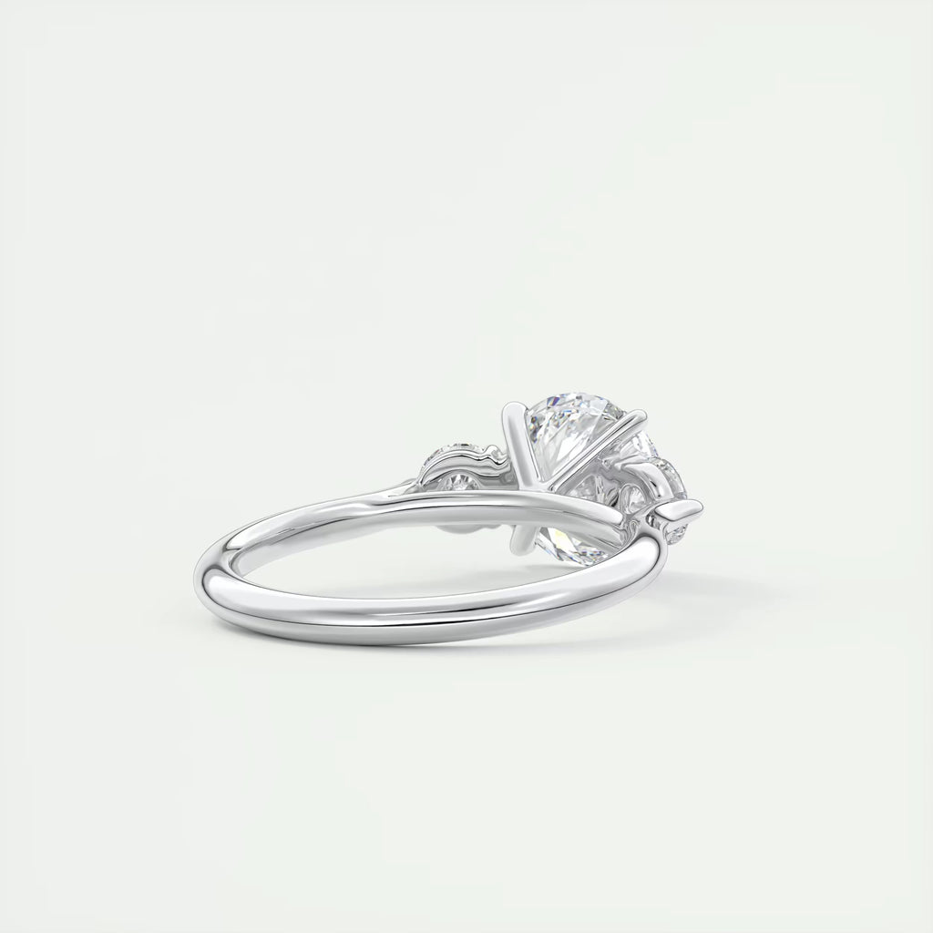 2.50 Ct The Cathedral Center Stone Round & Side Stone Round Engagement Rings