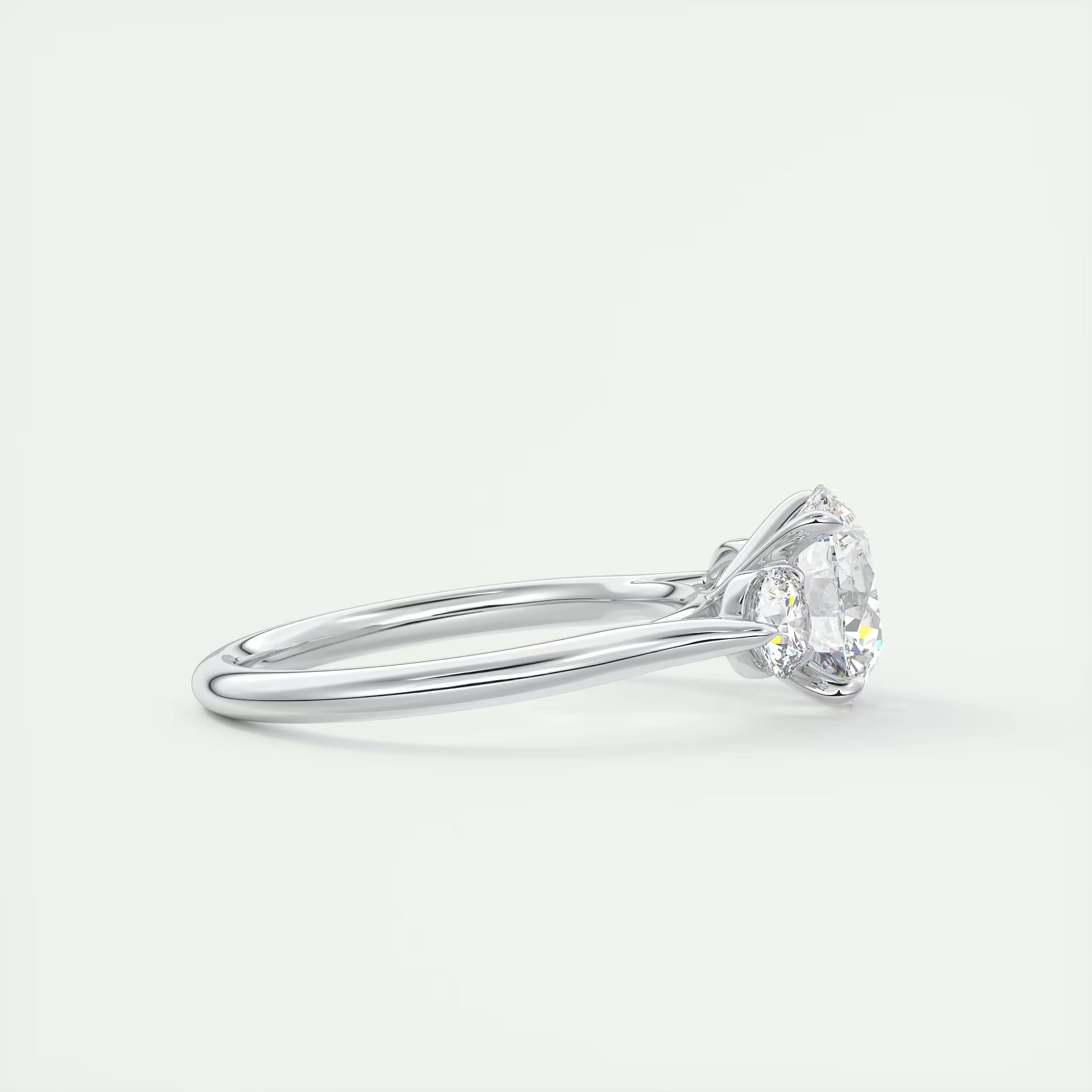 2.50 Ct The Cathedral Center Stone Round & Side Stone Round Engagement Rings