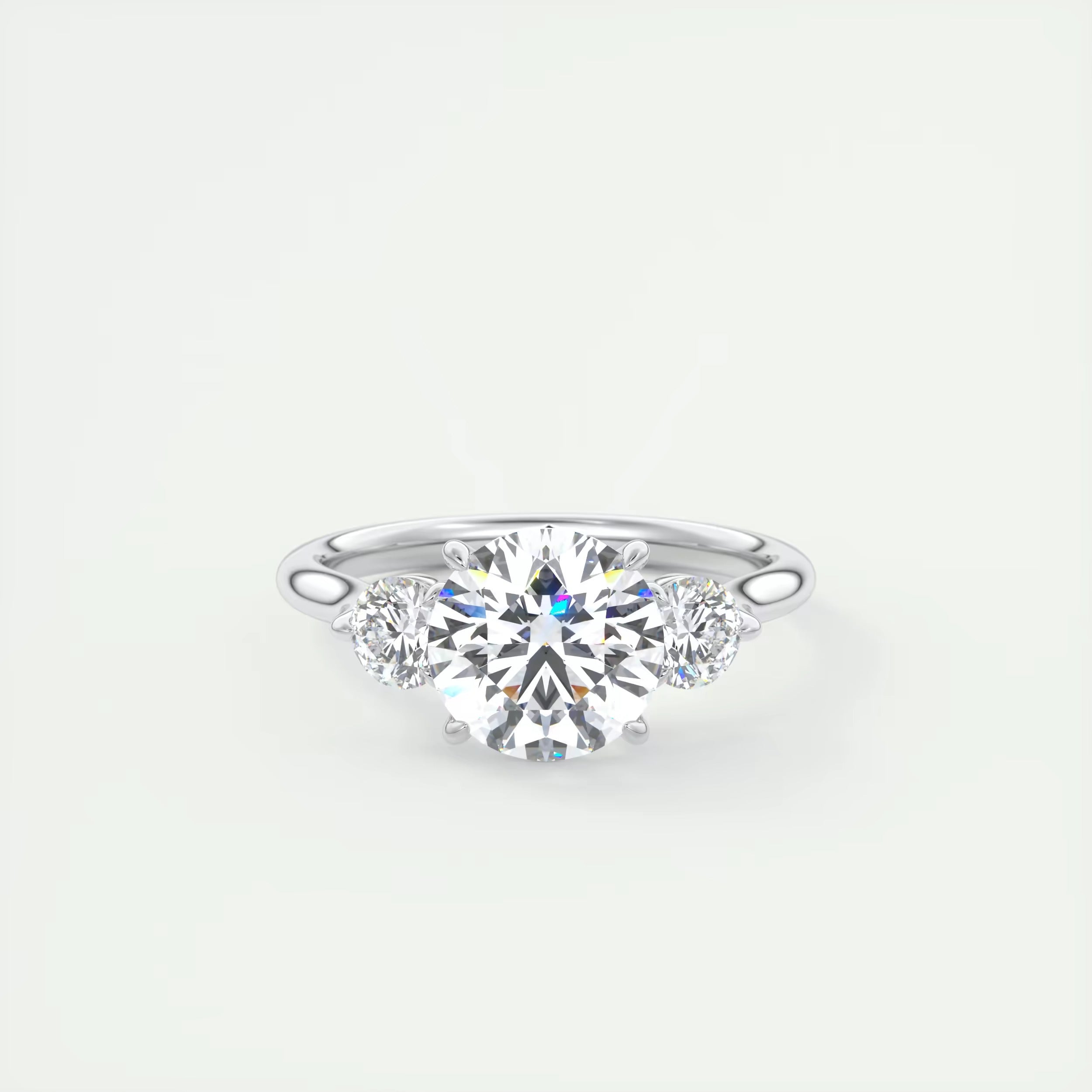 2.50 Ct The Cathedral Center Stone Round & Side Stone Round Engagement Rings