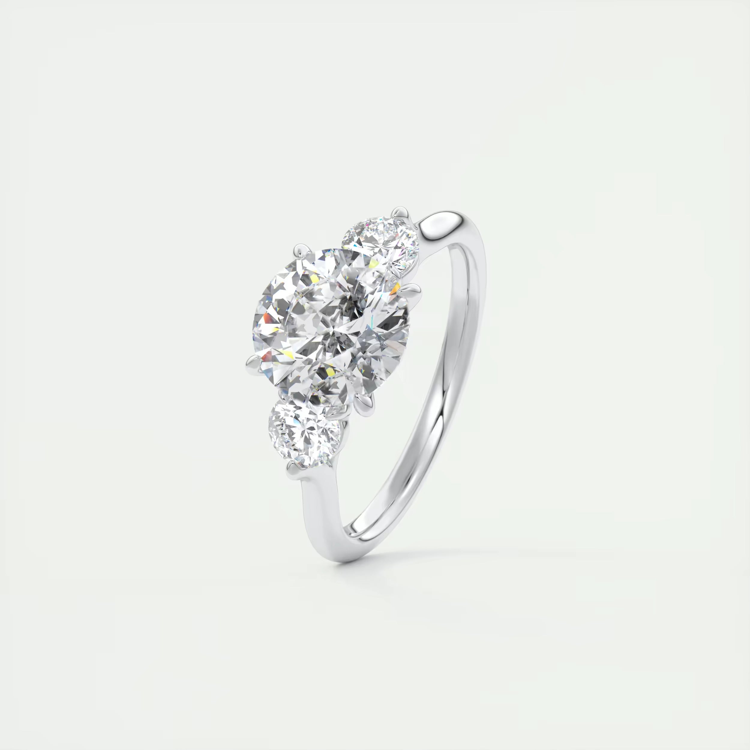 2.50 Ct The Cathedral Center Stone Round & Side Stone Round Engagement Rings