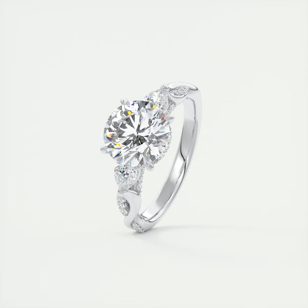 2.75 Ct The Full Bloom Twisted Pave Round Solitaire Engagement Rings