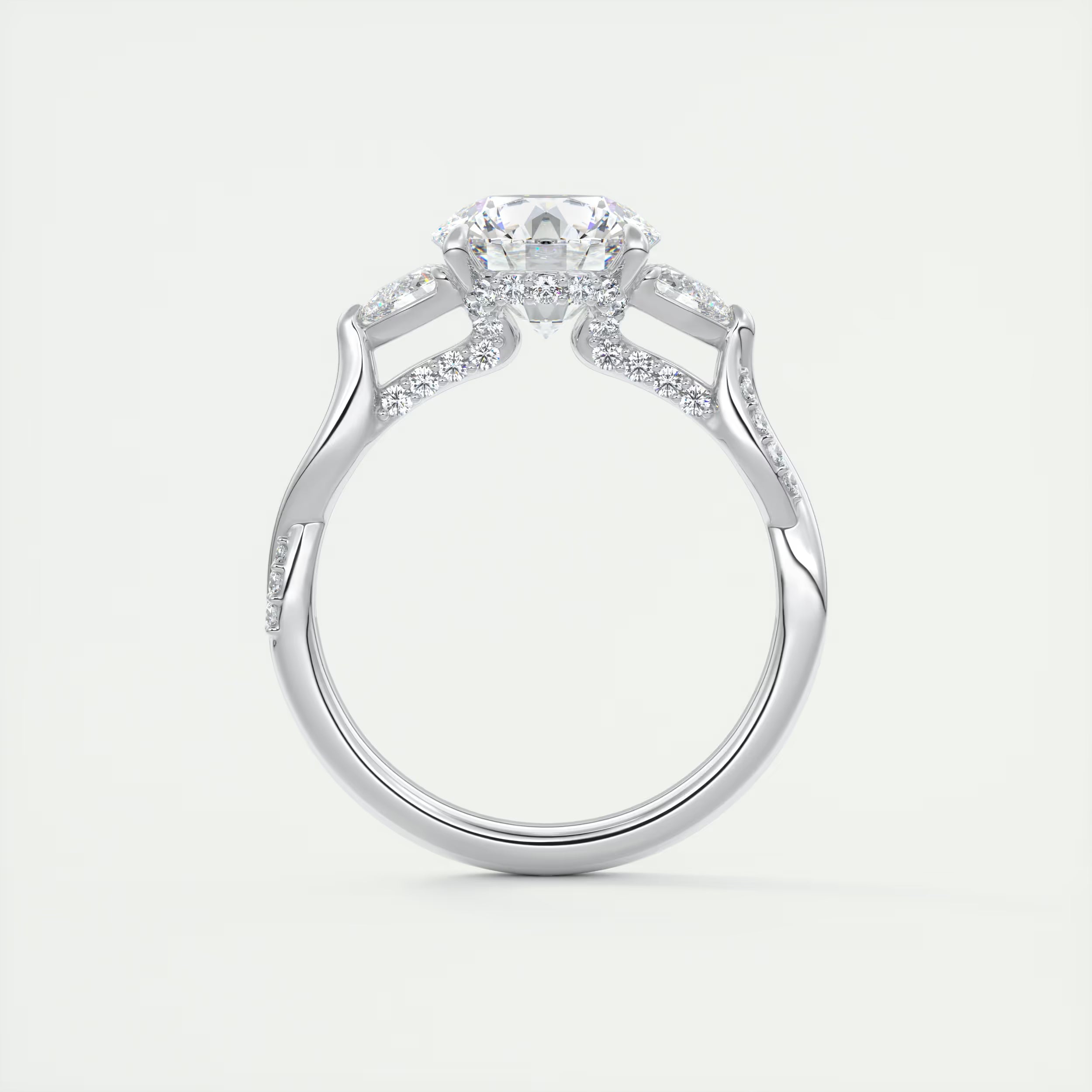 2.75 Ct The Full Bloom Twisted Pave Round Solitaire Engagement Rings