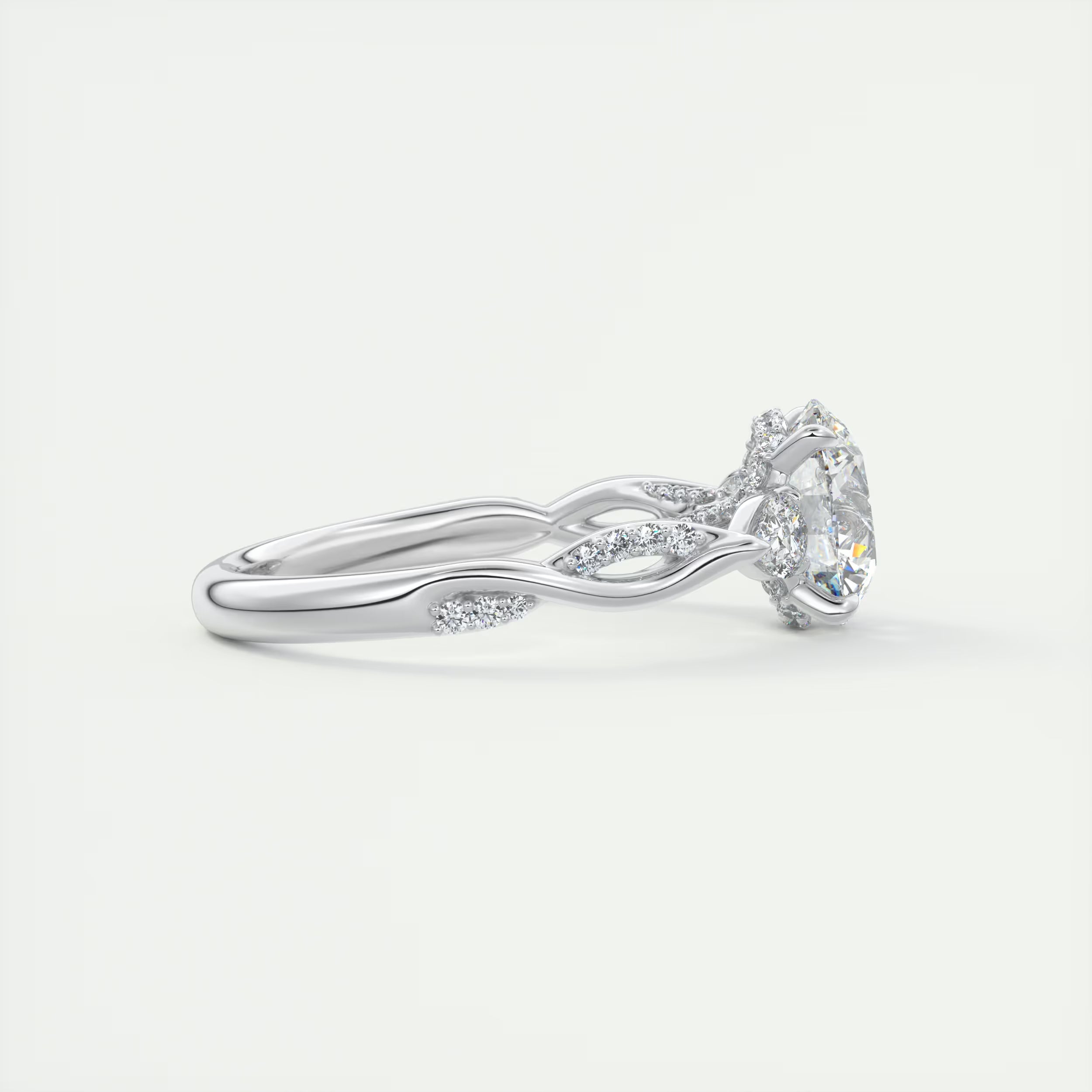 2.75 Ct The Full Bloom Twisted Pave Round Solitaire Engagement Rings