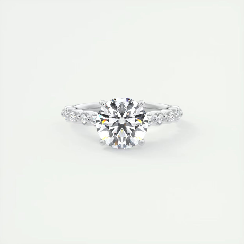 2.00 Ct Center Stone Round Solitaire Half Coverage Engagement Ring