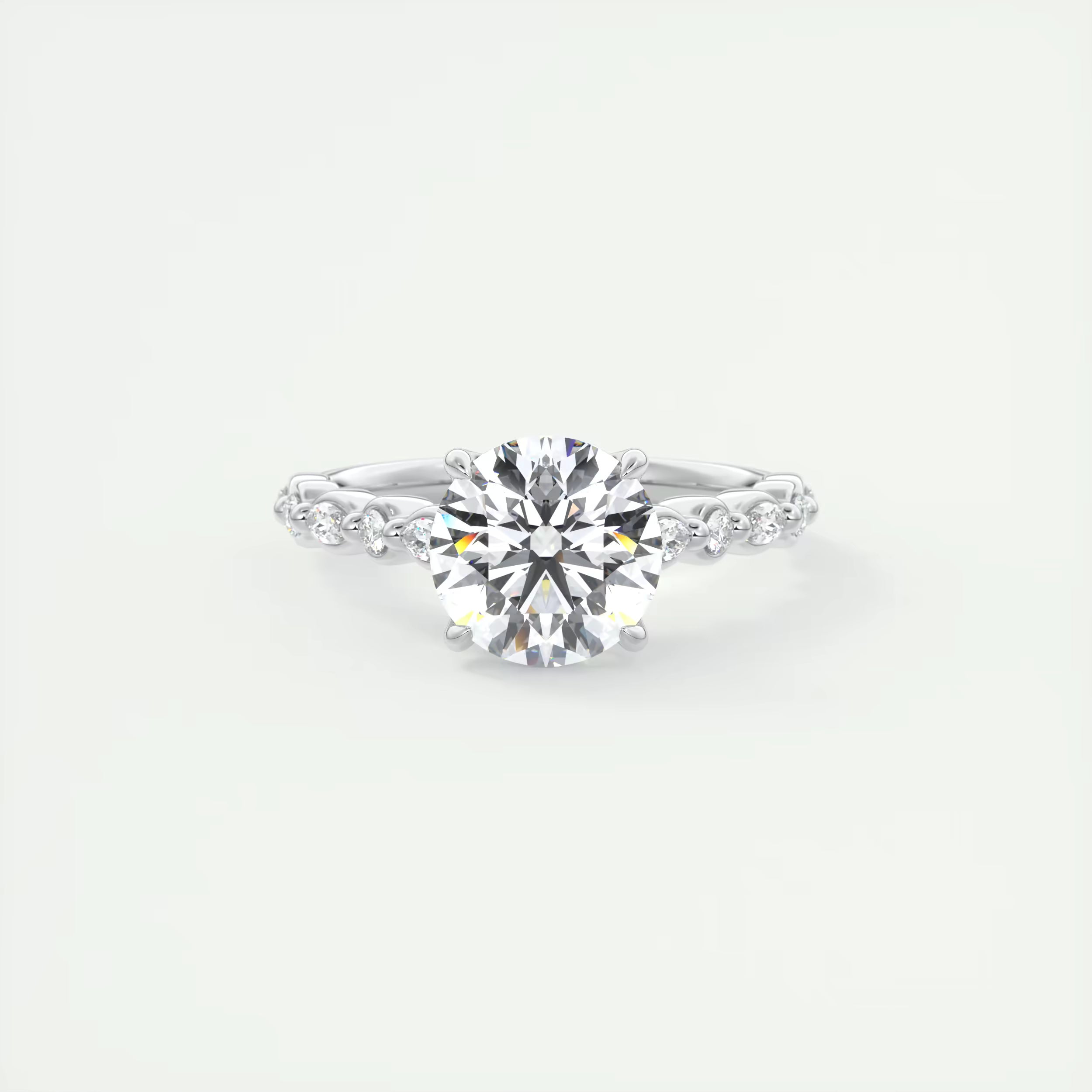 2.00 Ct Center Stone Round Solitaire Half Coverage Engagement Ring