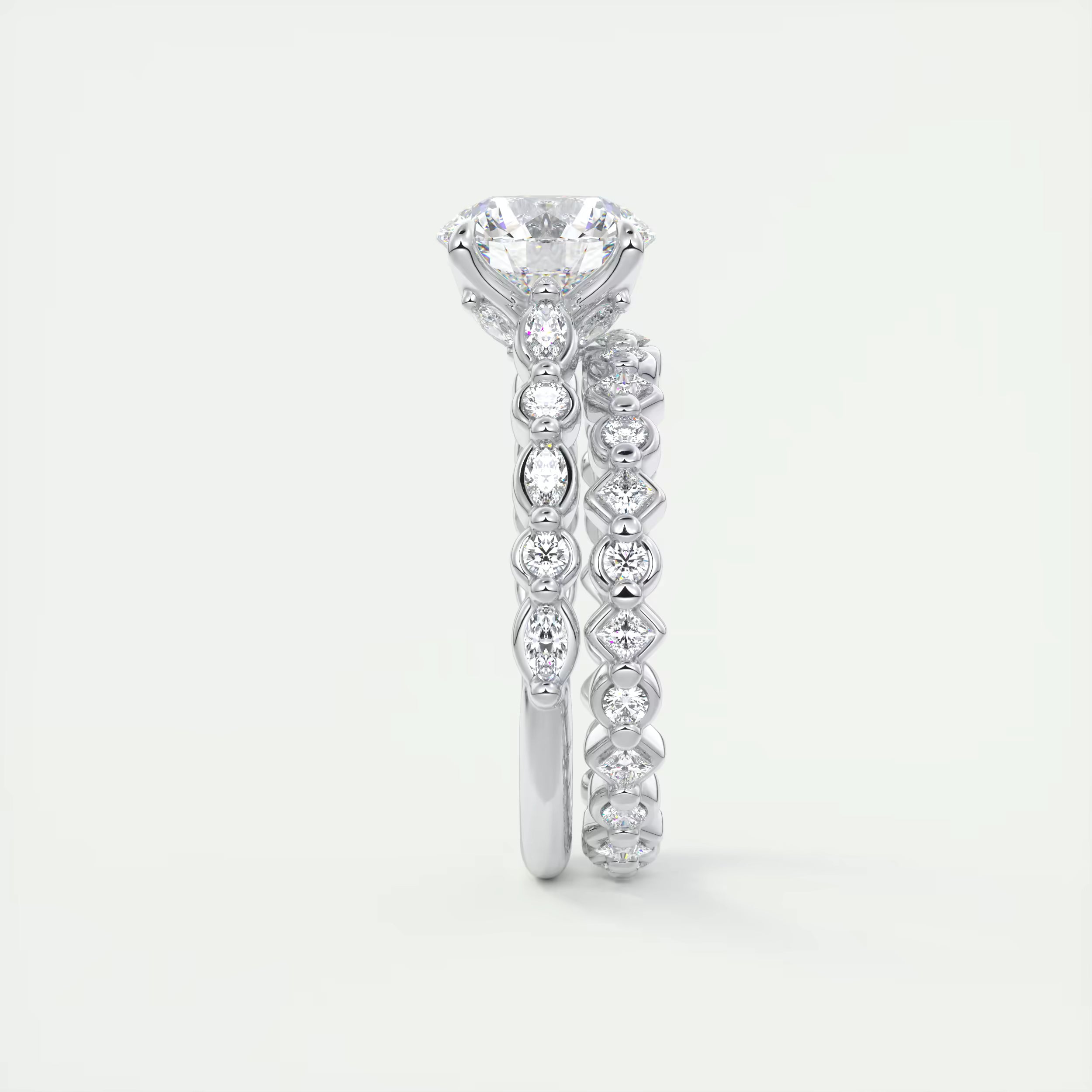 2.00 Ct Center Stone Round Solitaire Half Coverage Engagement Ring