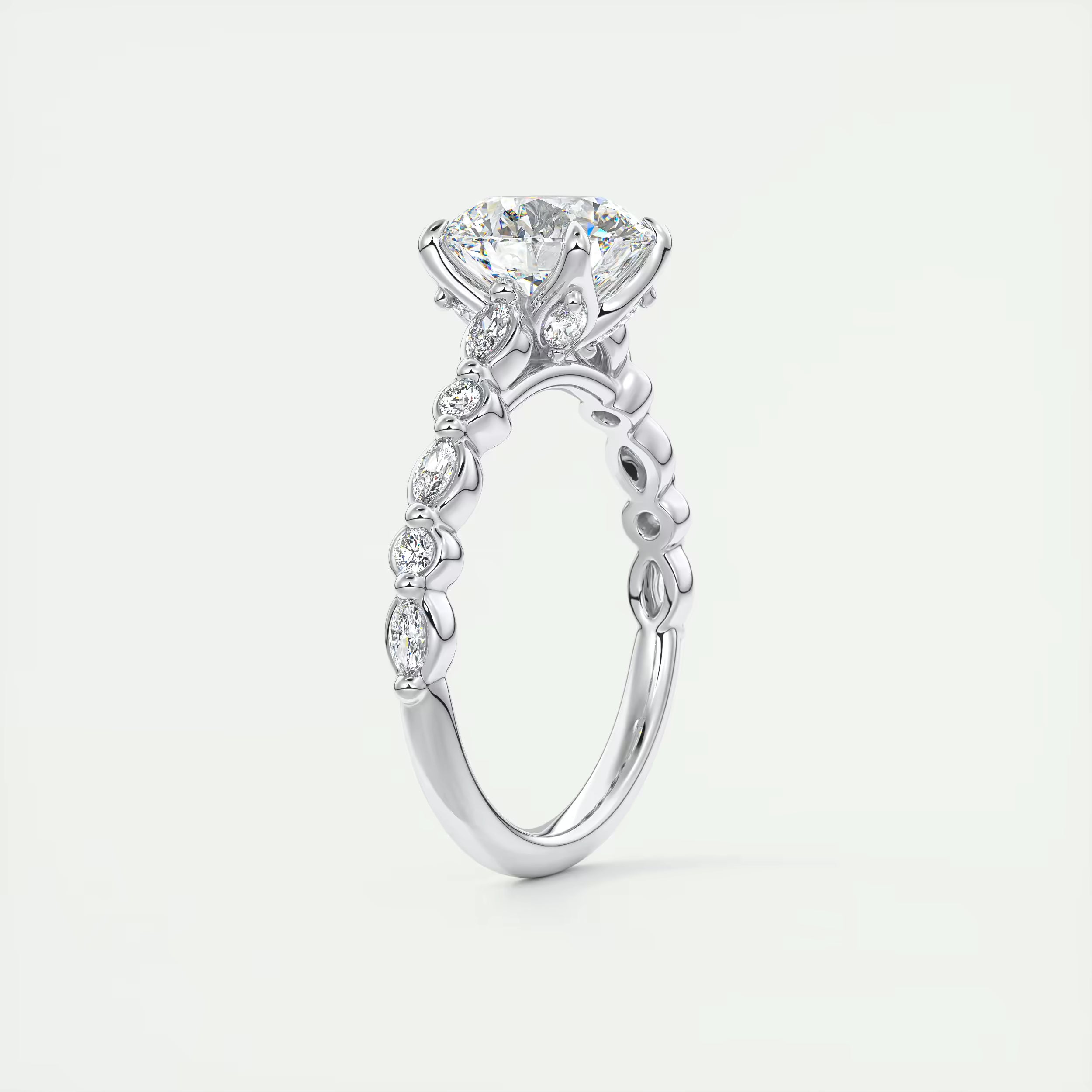 2.00 Ct Center Stone Round Solitaire Half Coverage Engagement Ring