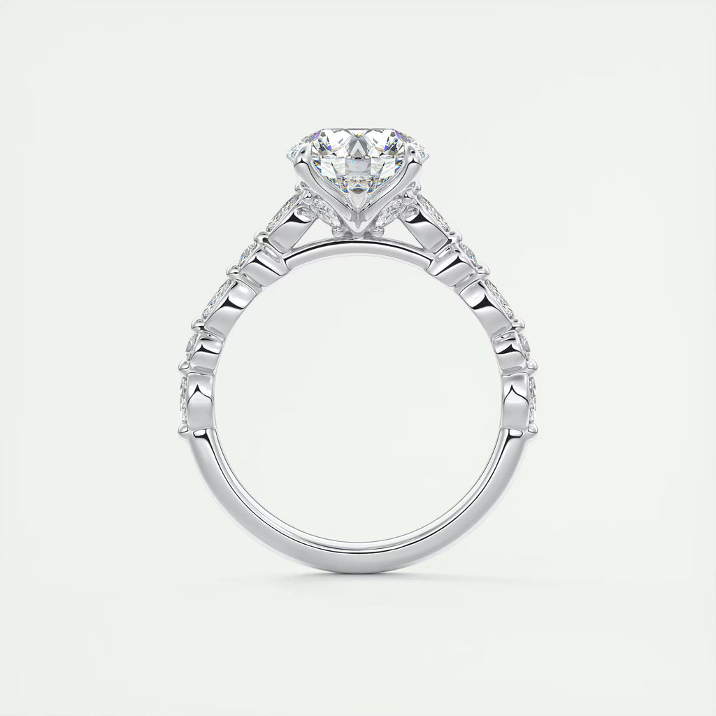 2.00 Ct Center Stone Round Solitaire Half Coverage Engagement Ring