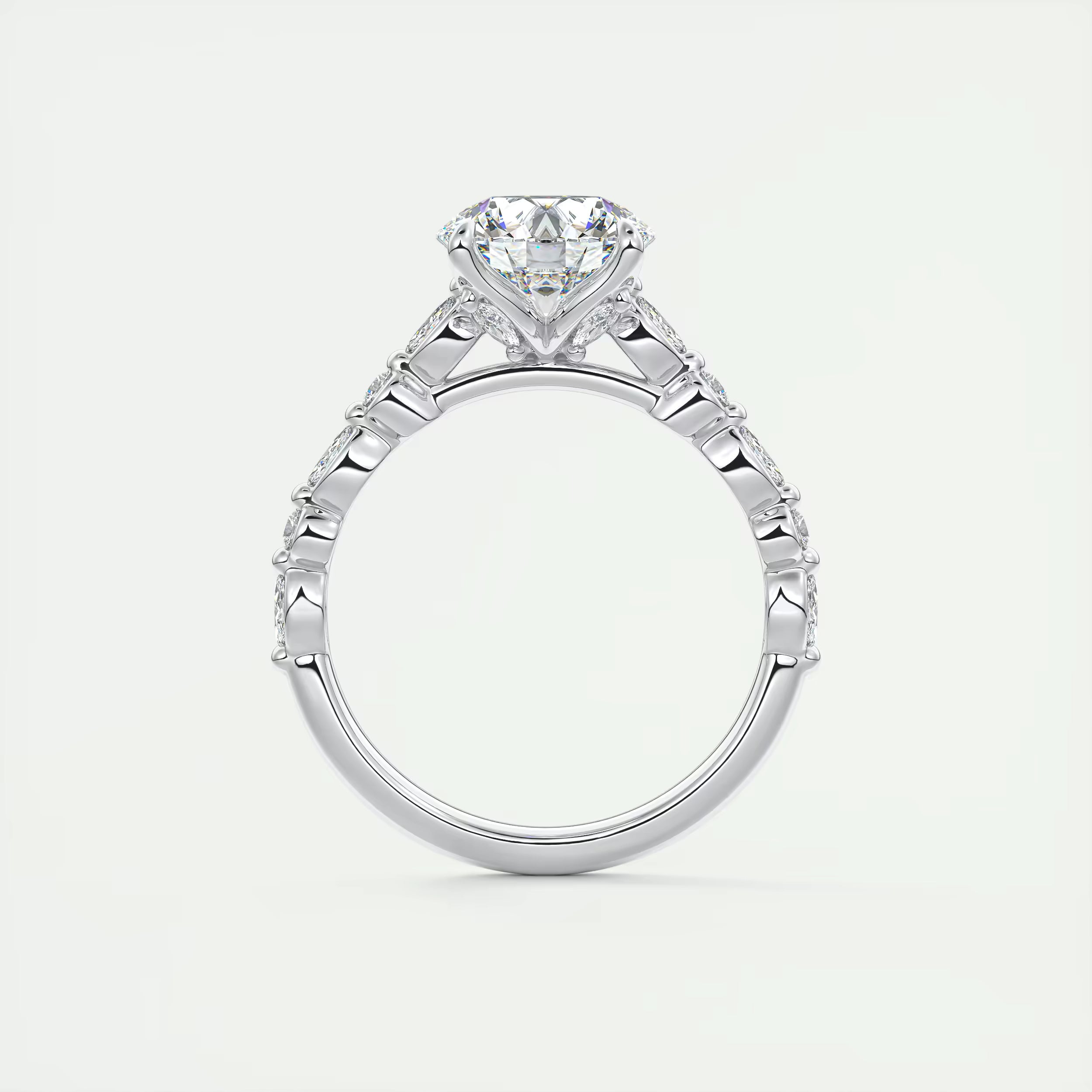 2.00 Ct Center Stone Round Solitaire Half Coverage Engagement Ring