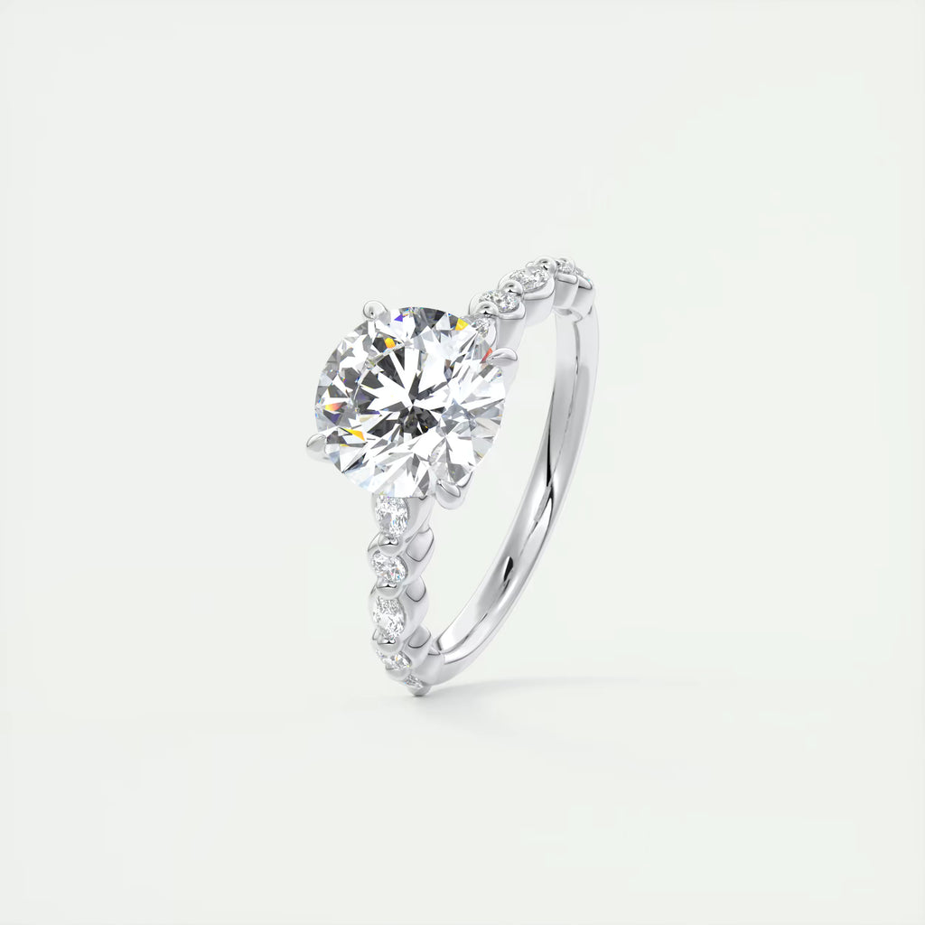 2.00 Ct Center Stone Round Solitaire Half Coverage Engagement Ring