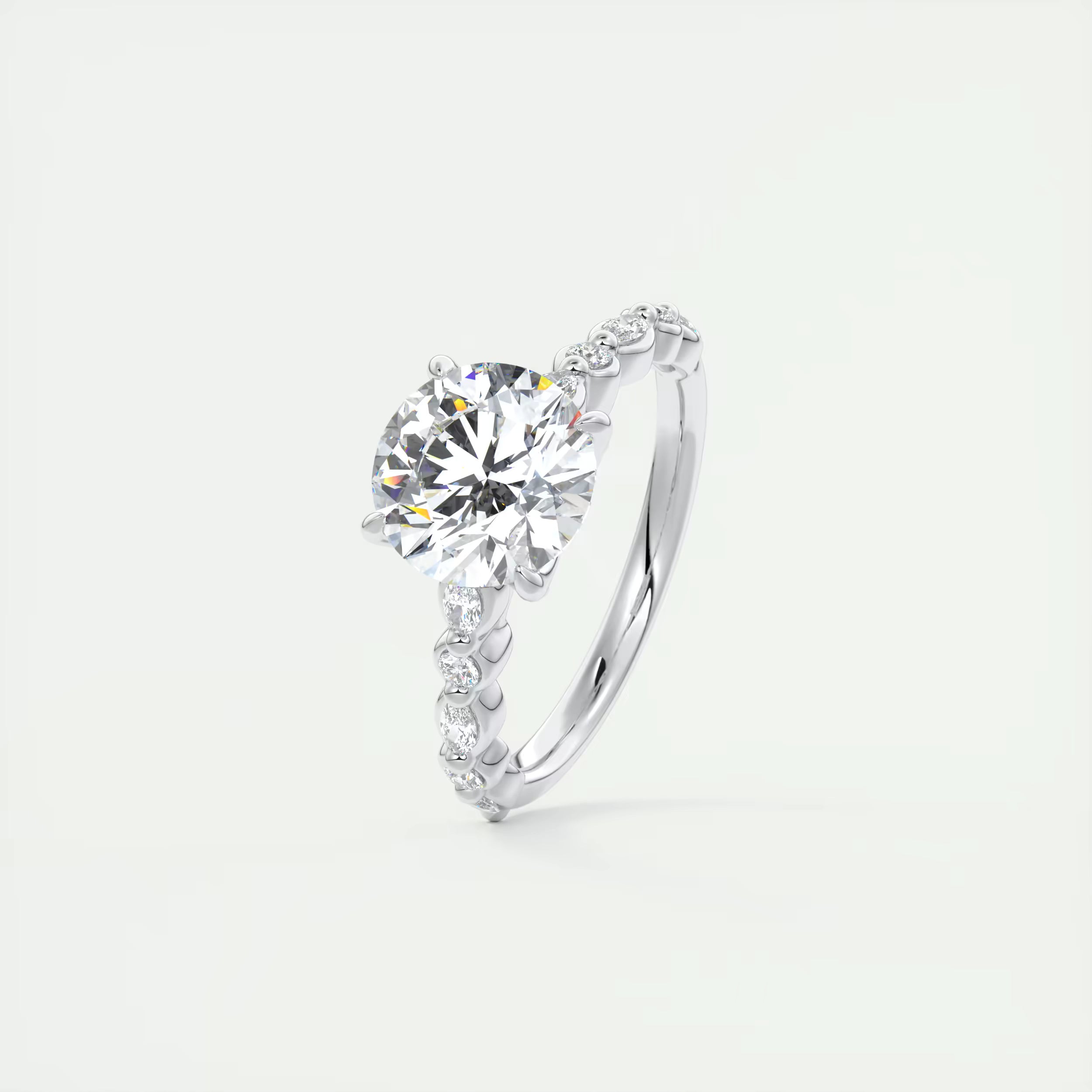 2.00 Ct Center Stone Round Solitaire Half Coverage Engagement Ring