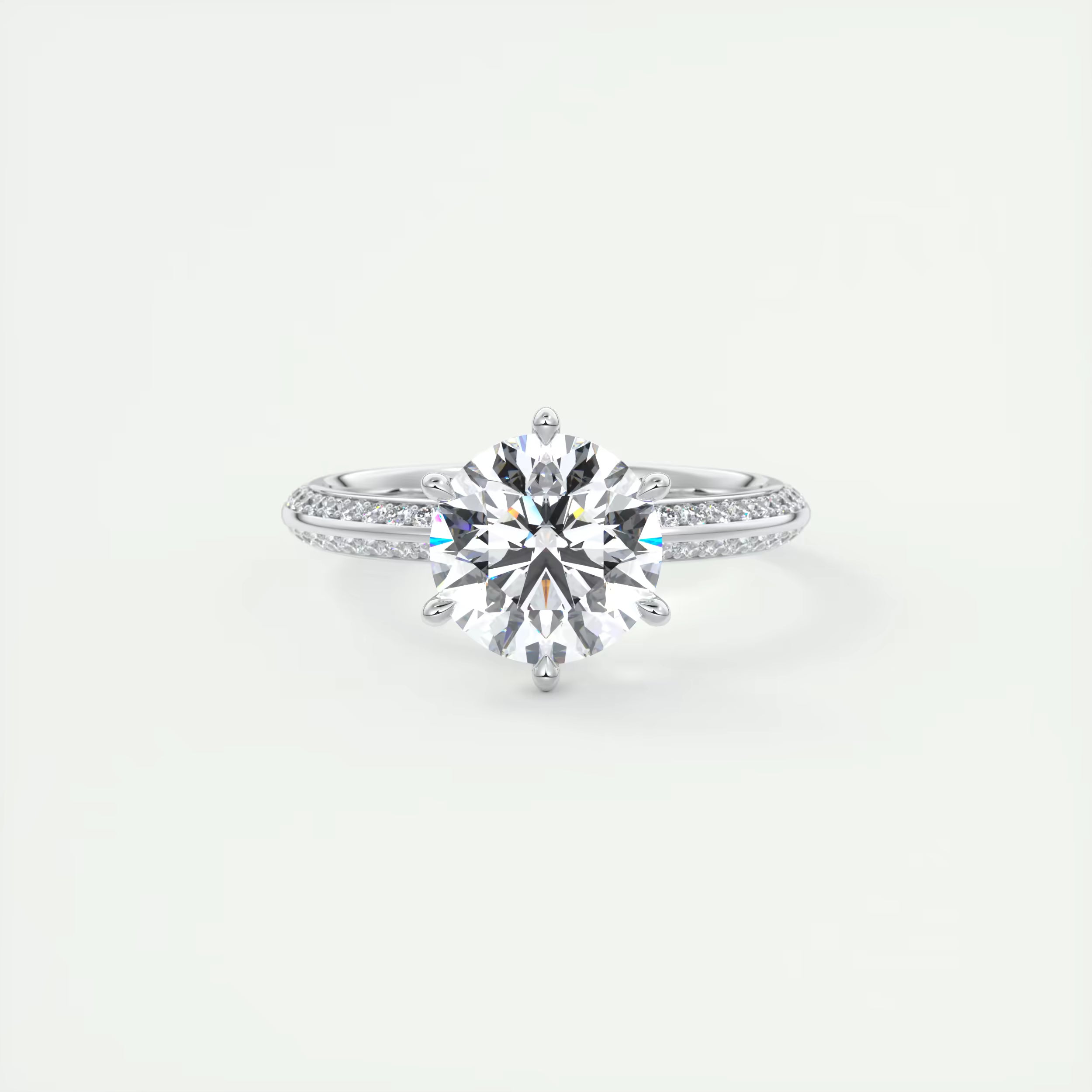 2.00 Ct Round Solitaire Loren Pave Engagement Ring
