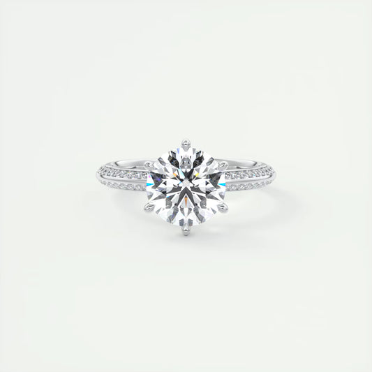 8-9 GM Round Solitaire Loren Pave Engagement Ring