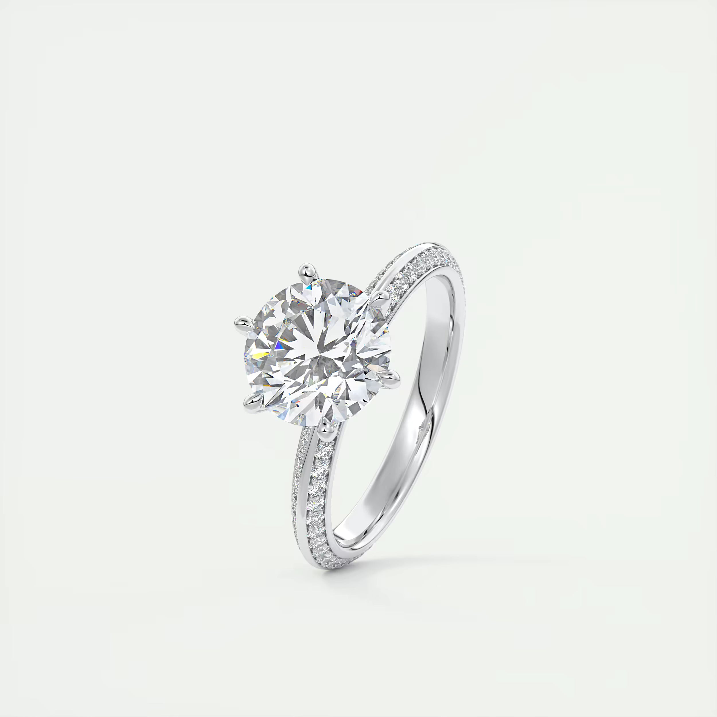 2.00 Ct Round Solitaire Loren Pave Engagement Ring