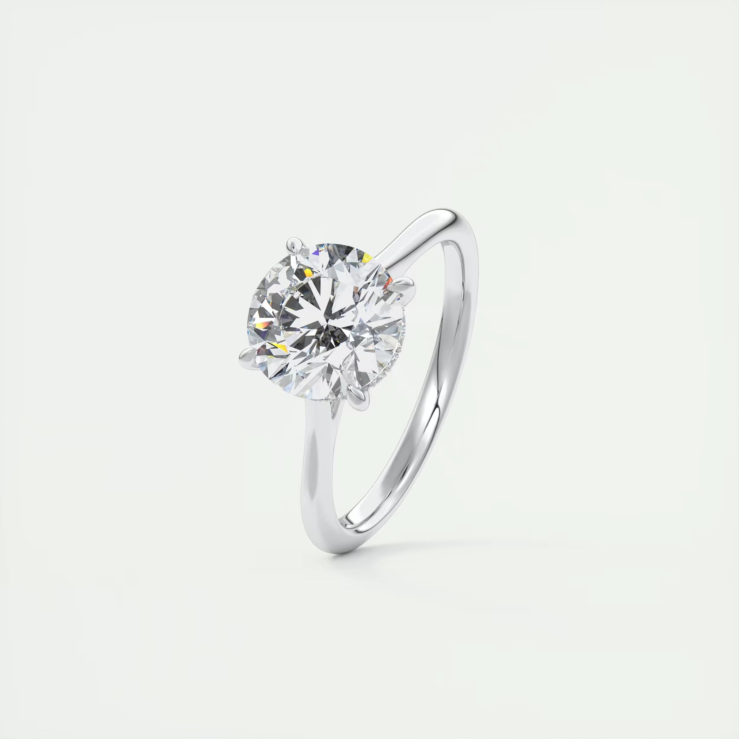 2.08 Ct The Cathedral Solitaire Center Stone Round Side Stone Round Engagement Rings