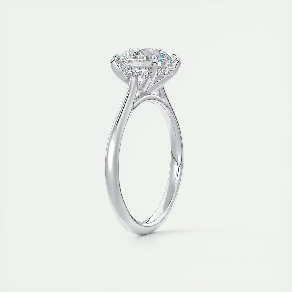 2.08 Ct The Cathedral Solitaire Center Stone Round Side Stone Round Engagement Rings