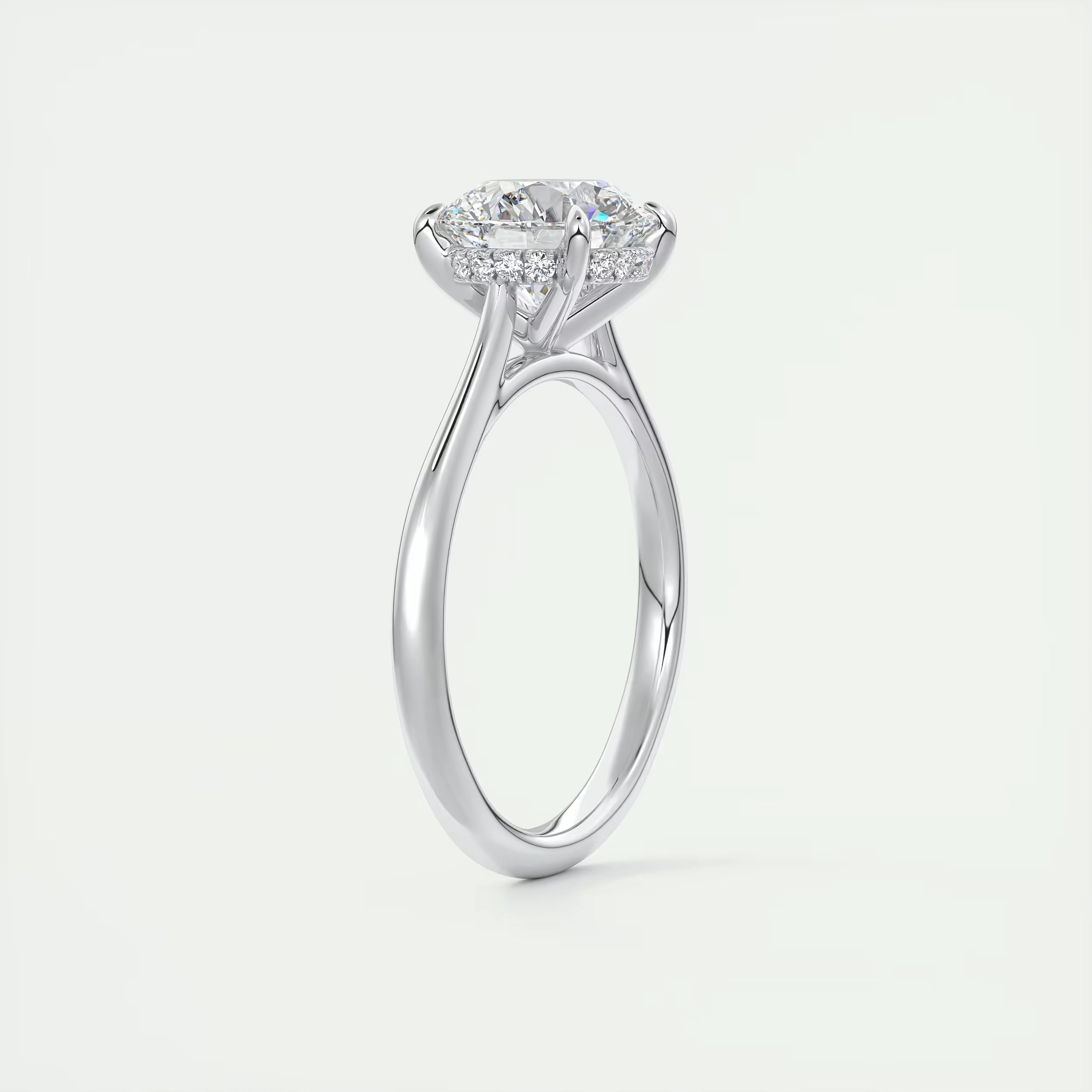 2.08 Ct The Cathedral Solitaire Center Stone Round Side Stone Round Engagement Rings