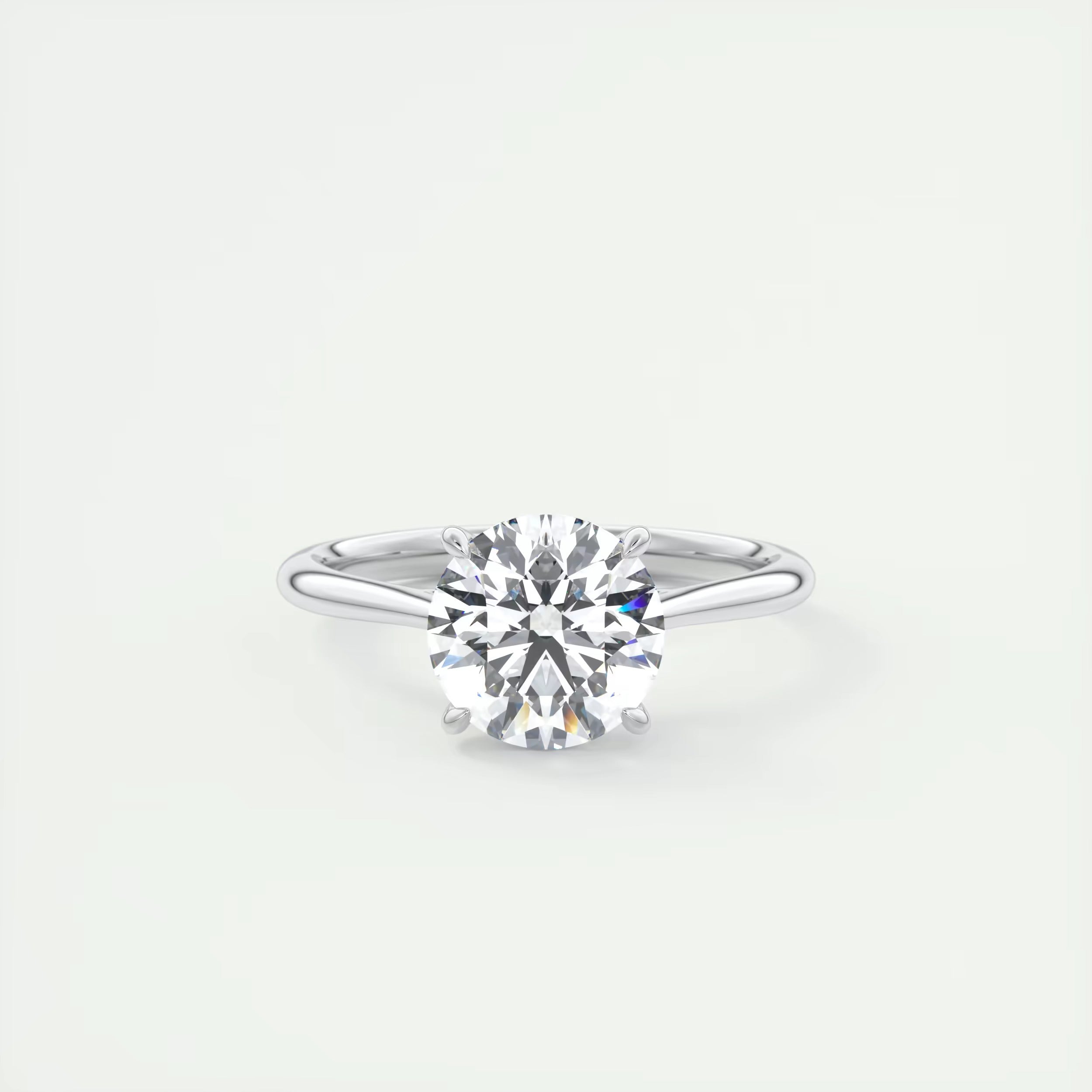 2.08 Ct The Cathedral Solitaire Center Stone Round Side Stone Round Engagement Rings