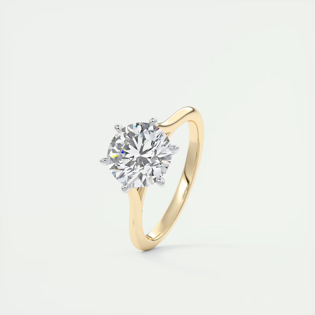 2.00 Ct The Six Point Cathedral Two Tone Round Gold Cathedral Solitaire with Prongs Engagement Rings