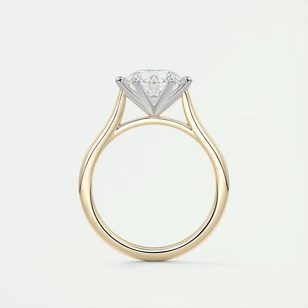 2.00 Ct The Six Point Cathedral Two Tone Round Gold Cathedral Solitaire with Prongs Engagement Rings