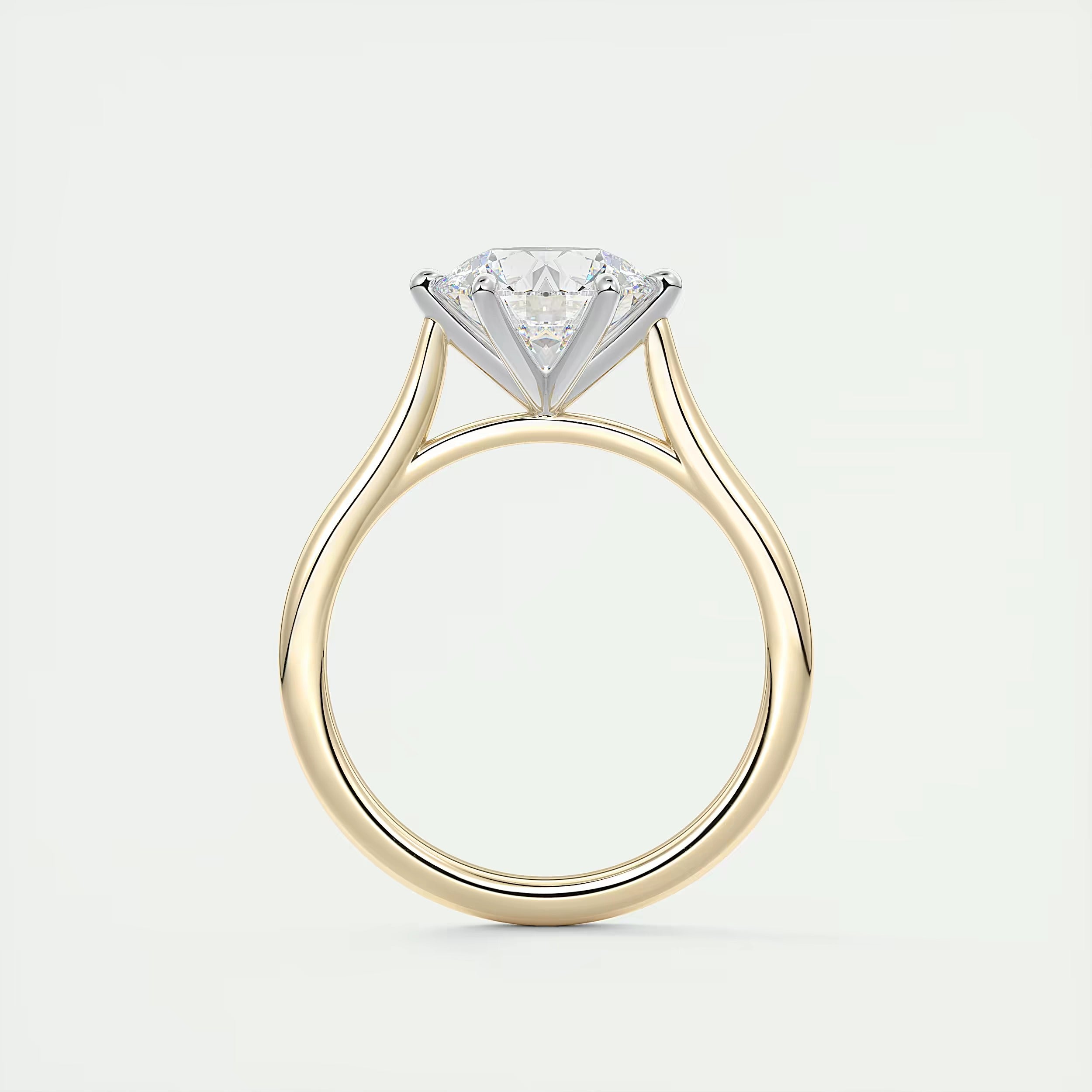 2.00 Ct The Six Point Cathedral Two Tone Round Gold Cathedral Solitaire with Prongs Engagement Rings