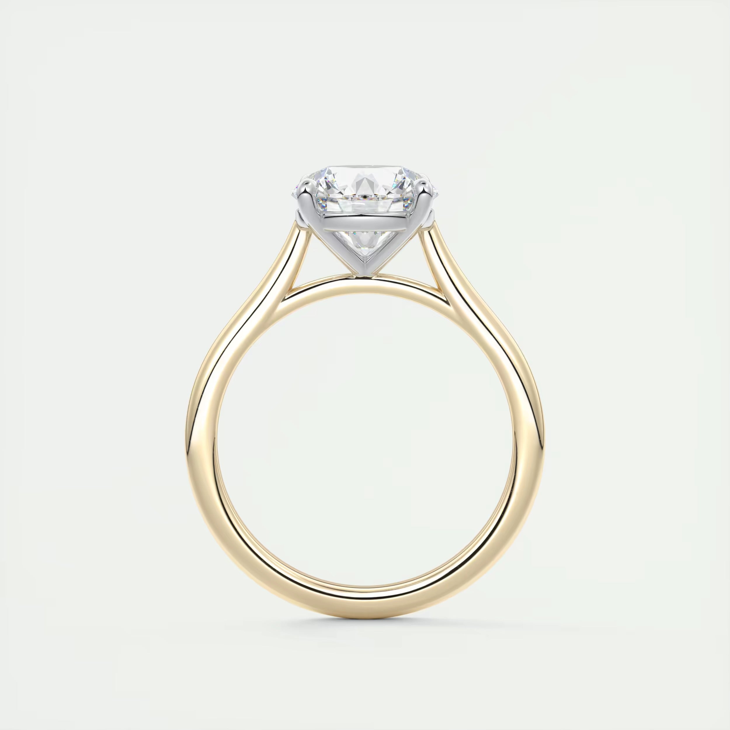 2.00 Ct The Cathedral Two Tone Round Gold Cathedral Solitaire with Prongs Engagement Ring