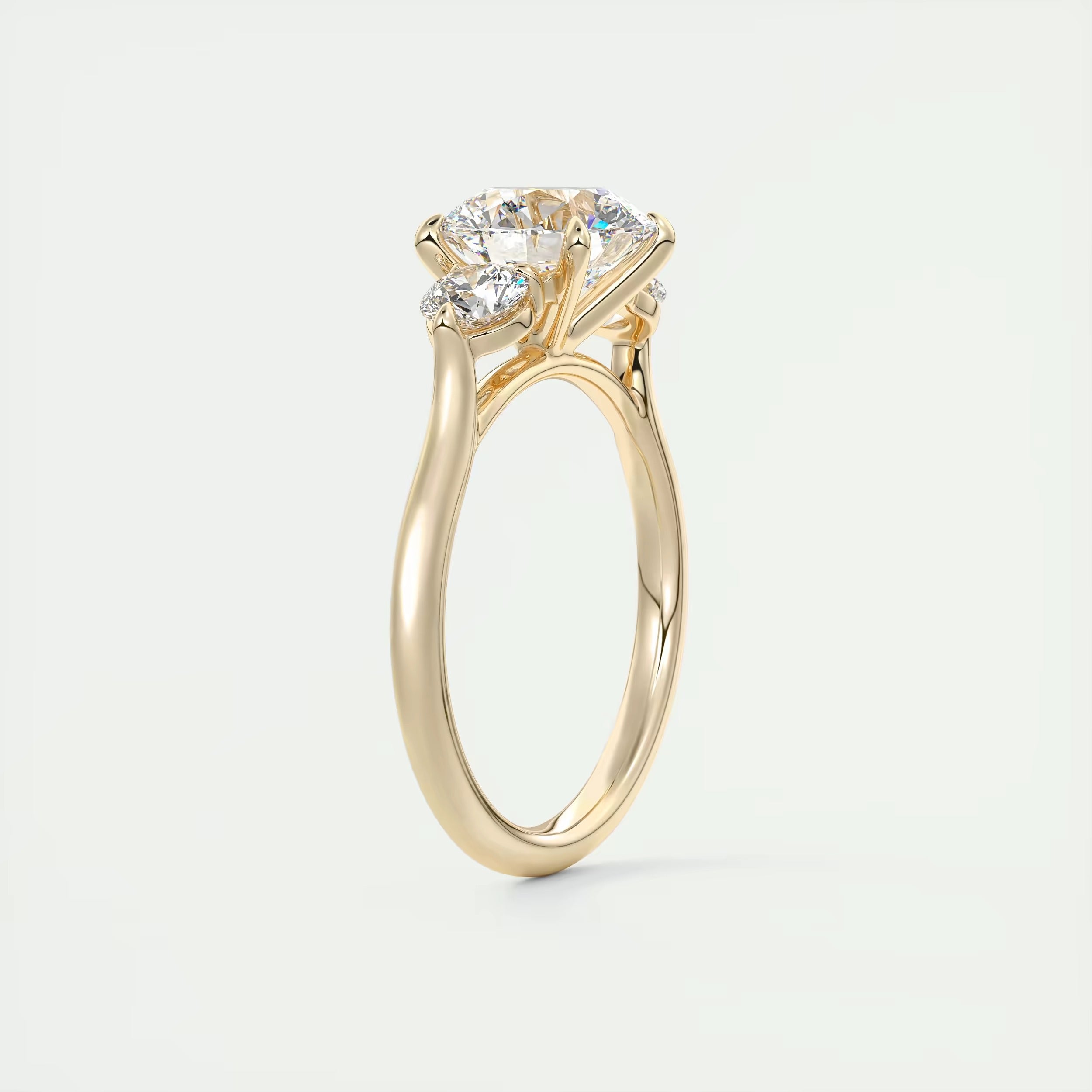 2.50 Ct The Cathedral Center Stone Round & Side Stone Round Engagement Rings