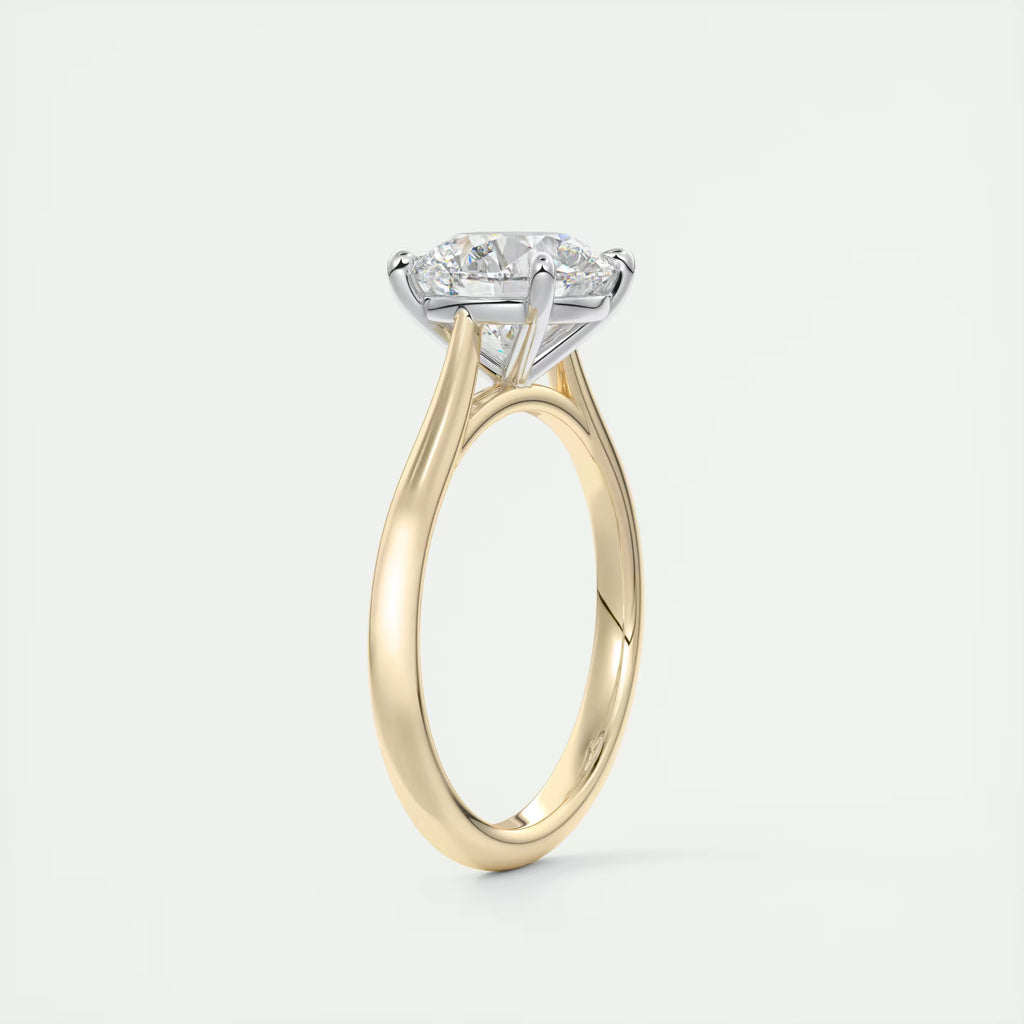 2.00 Ct The Cathedral Two Tone Round Gold Cathedral Solitaire with Prongs Engagement Ring