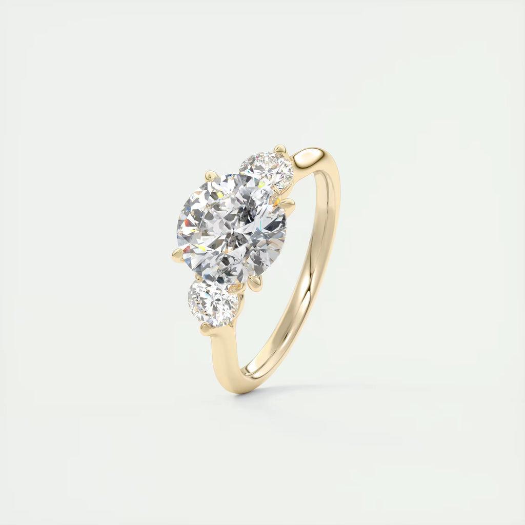 2.50 Ct The Cathedral Center Stone Round & Side Stone Round Engagement Rings