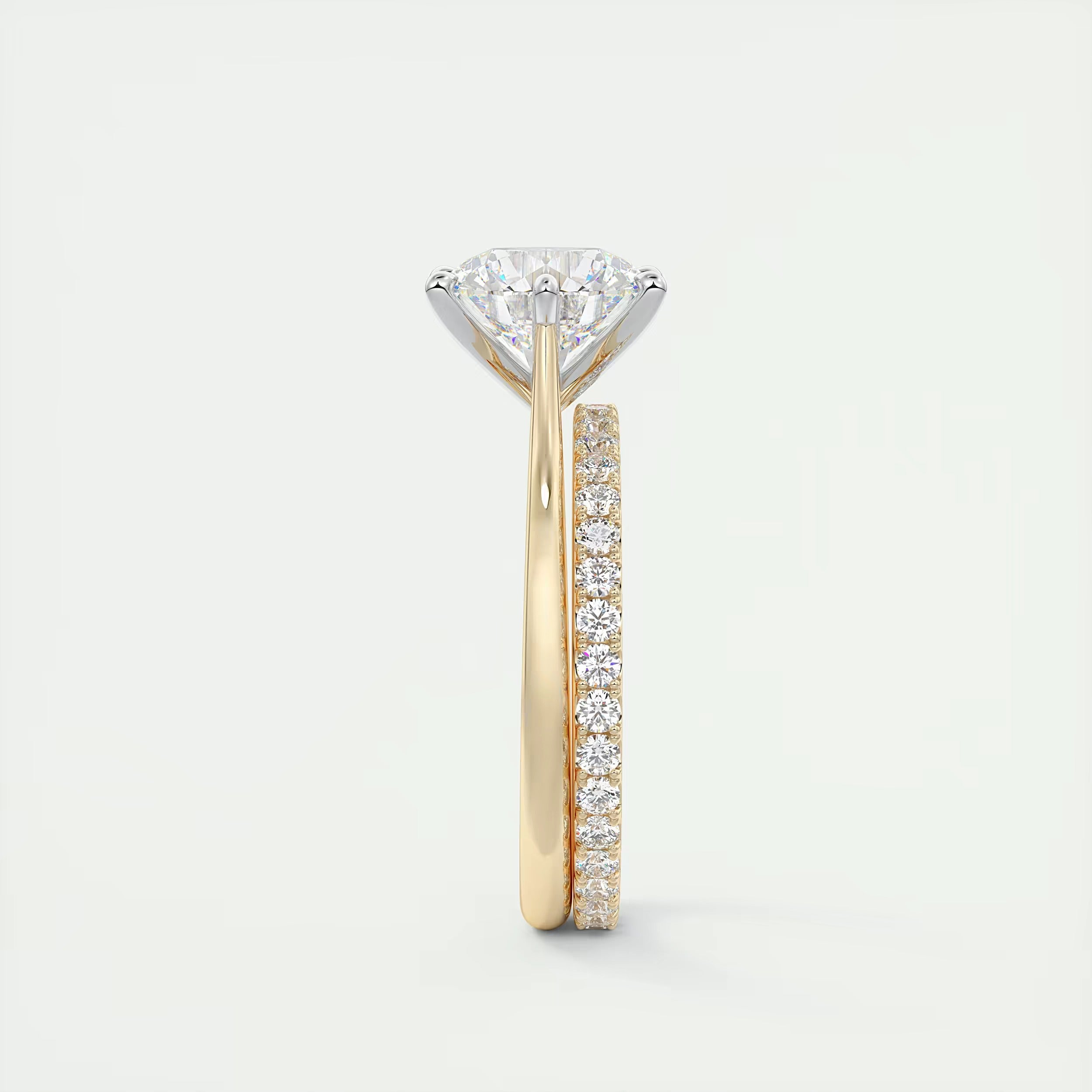 2.00 Ct The Six Point Cathedral Two Tone Round Gold Cathedral Solitaire with Prongs Engagement Rings