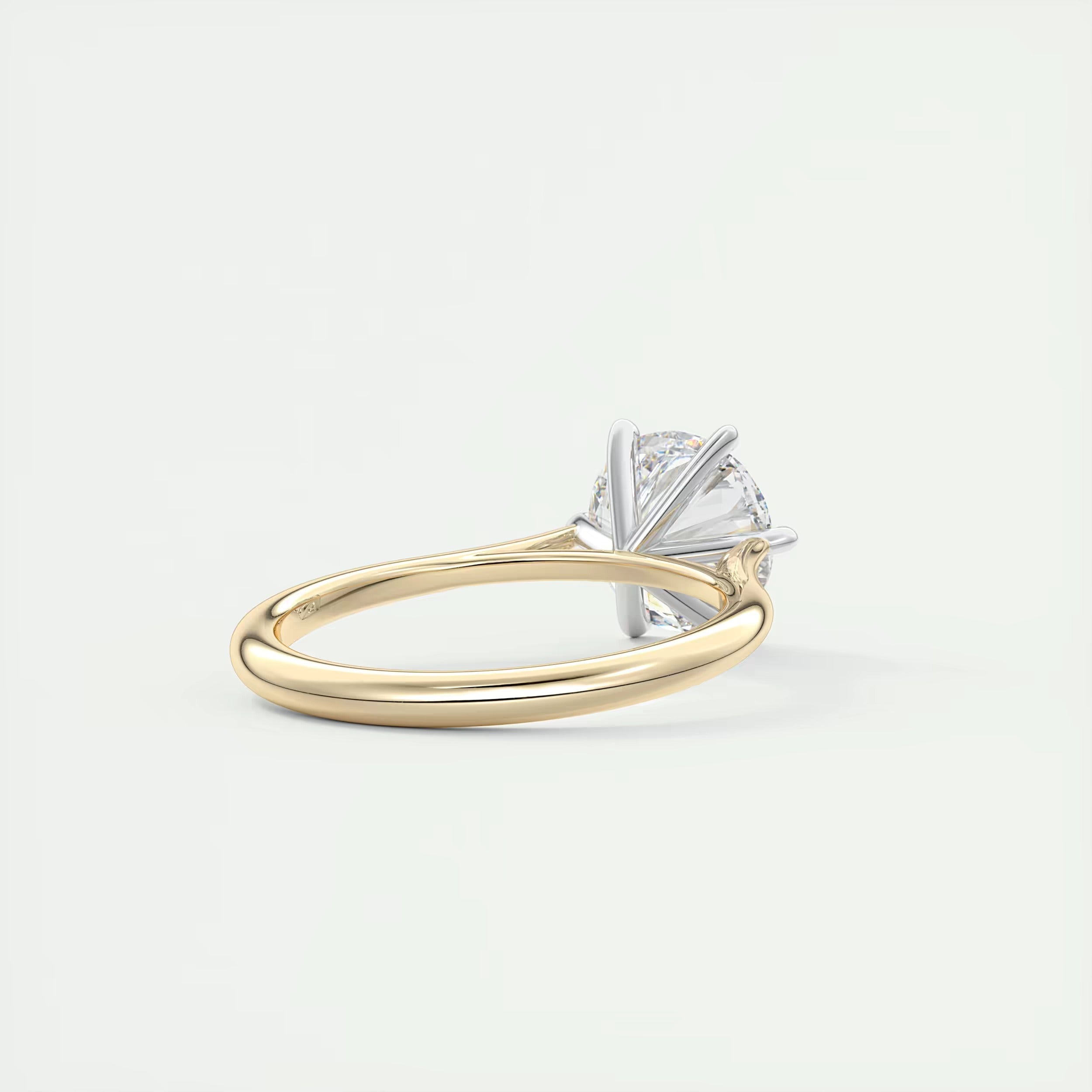 2.00 Ct The Six Point Cathedral Two Tone Round Gold Cathedral Solitaire with Prongs Engagement Rings