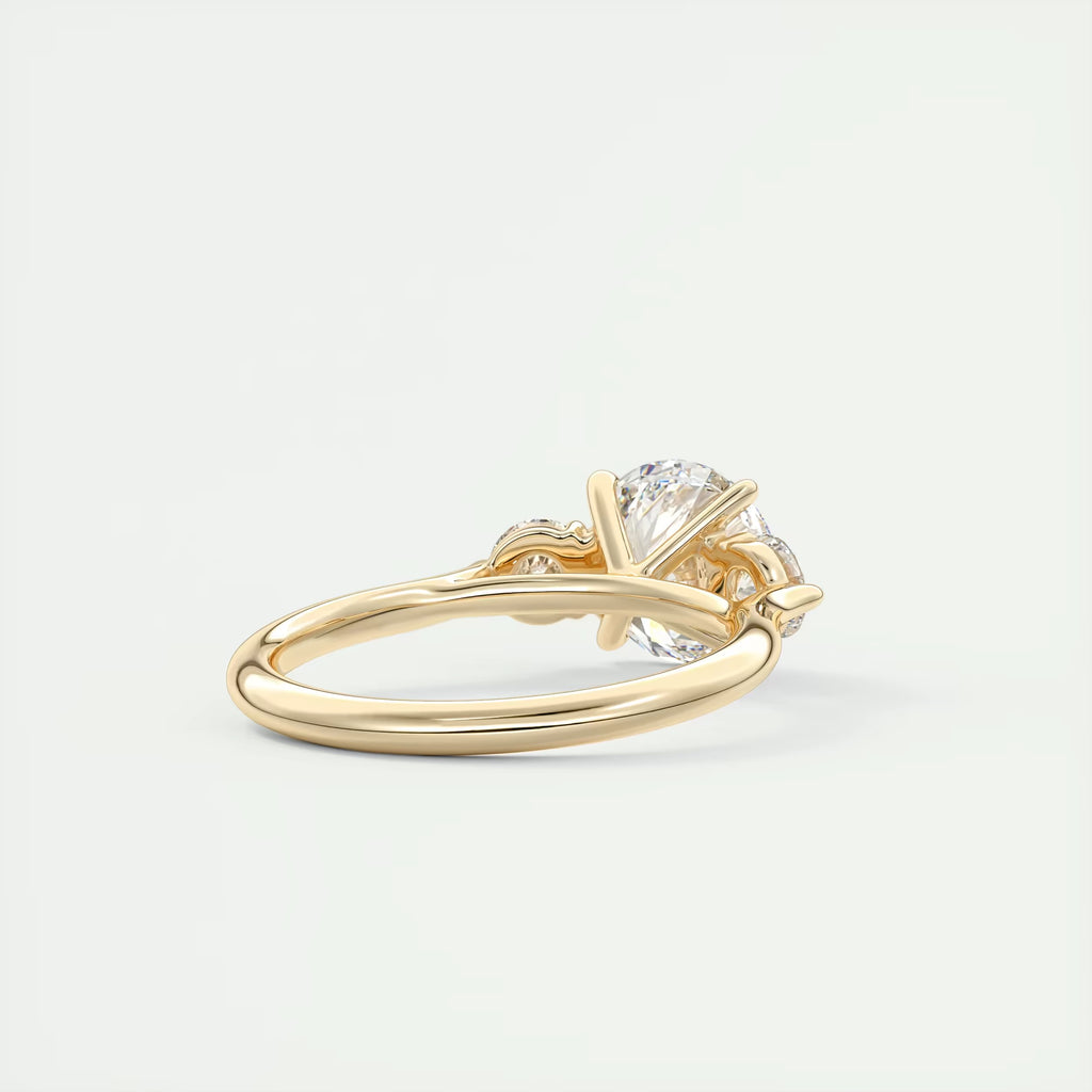 2.50 Ct The Cathedral Center Stone Round & Side Stone Round Engagement Rings