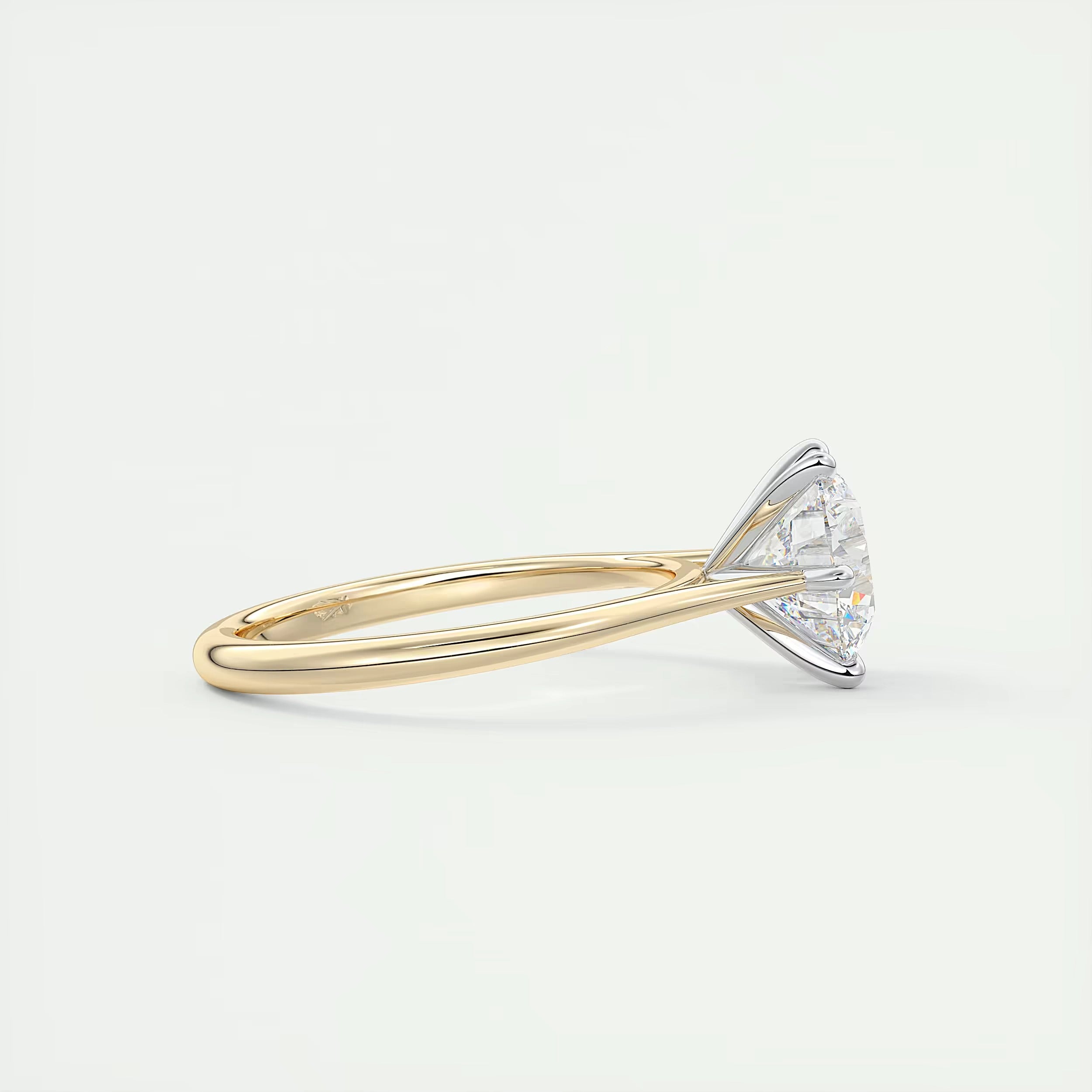 2.00 Ct The Six Point Cathedral Two Tone Round Gold Cathedral Solitaire with Prongs Engagement Rings