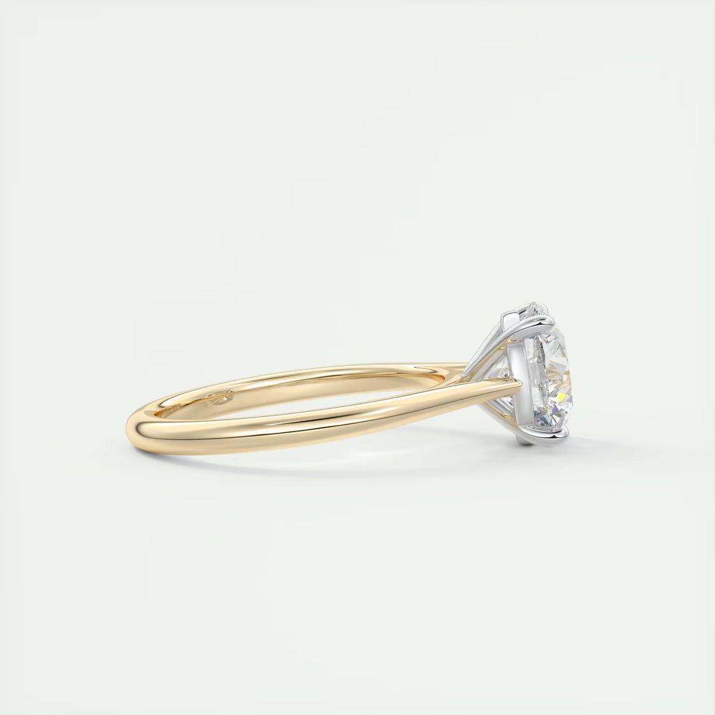 2.00 Ct The Cathedral Two Tone Round Gold Cathedral Solitaire with Prongs Engagement Ring
