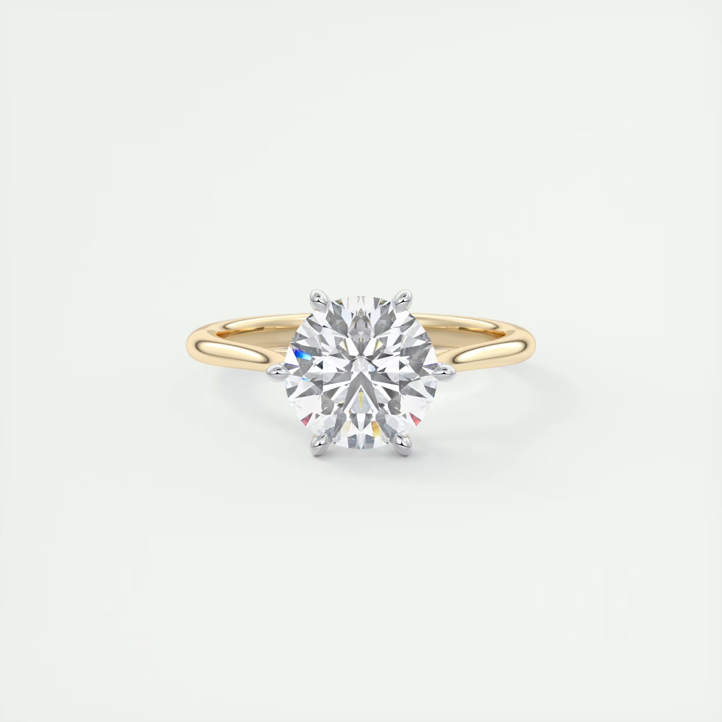 2.00 Ct The Six Point Cathedral Two Tone Round Gold Cathedral Solitaire with Prongs Engagement Rings