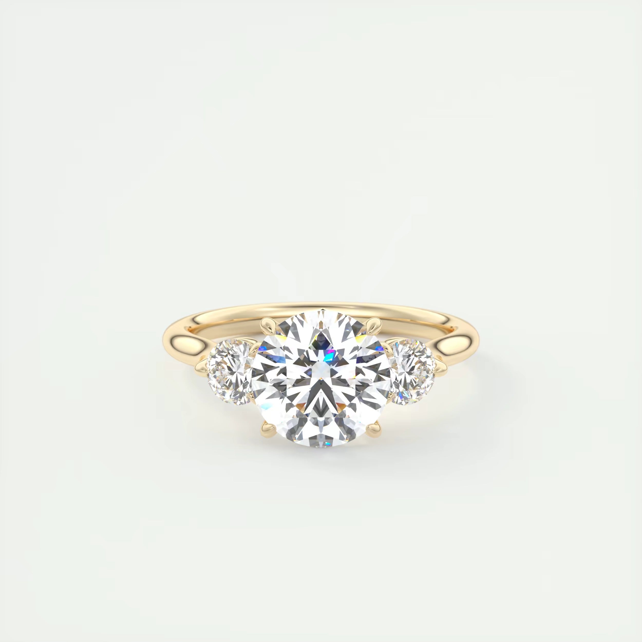 2.50 Ct The Cathedral Center Stone Round & Side Stone Round Engagement Rings