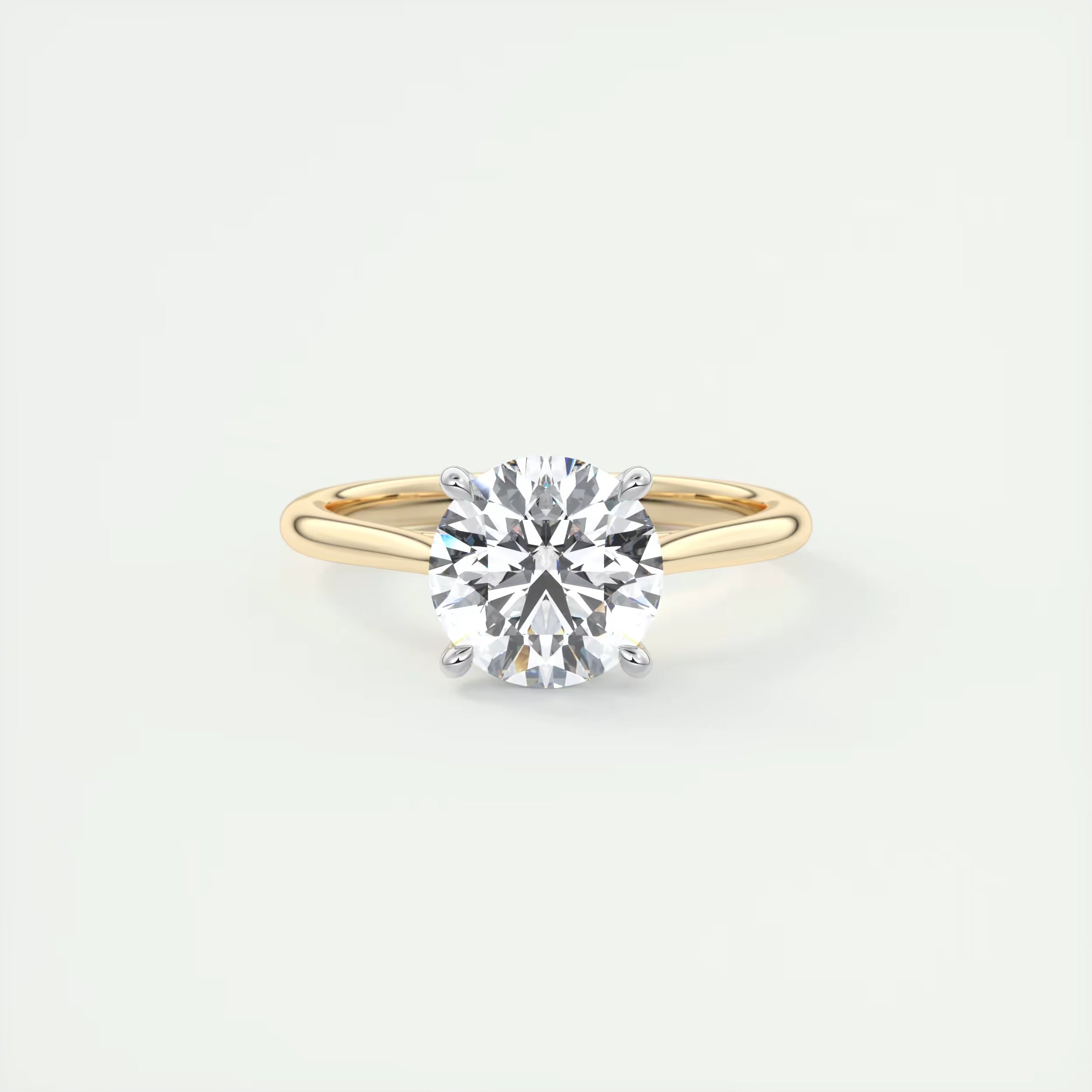 2.00 Ct The Cathedral Two Tone Round Gold Cathedral Solitaire with Prongs Engagement Ring