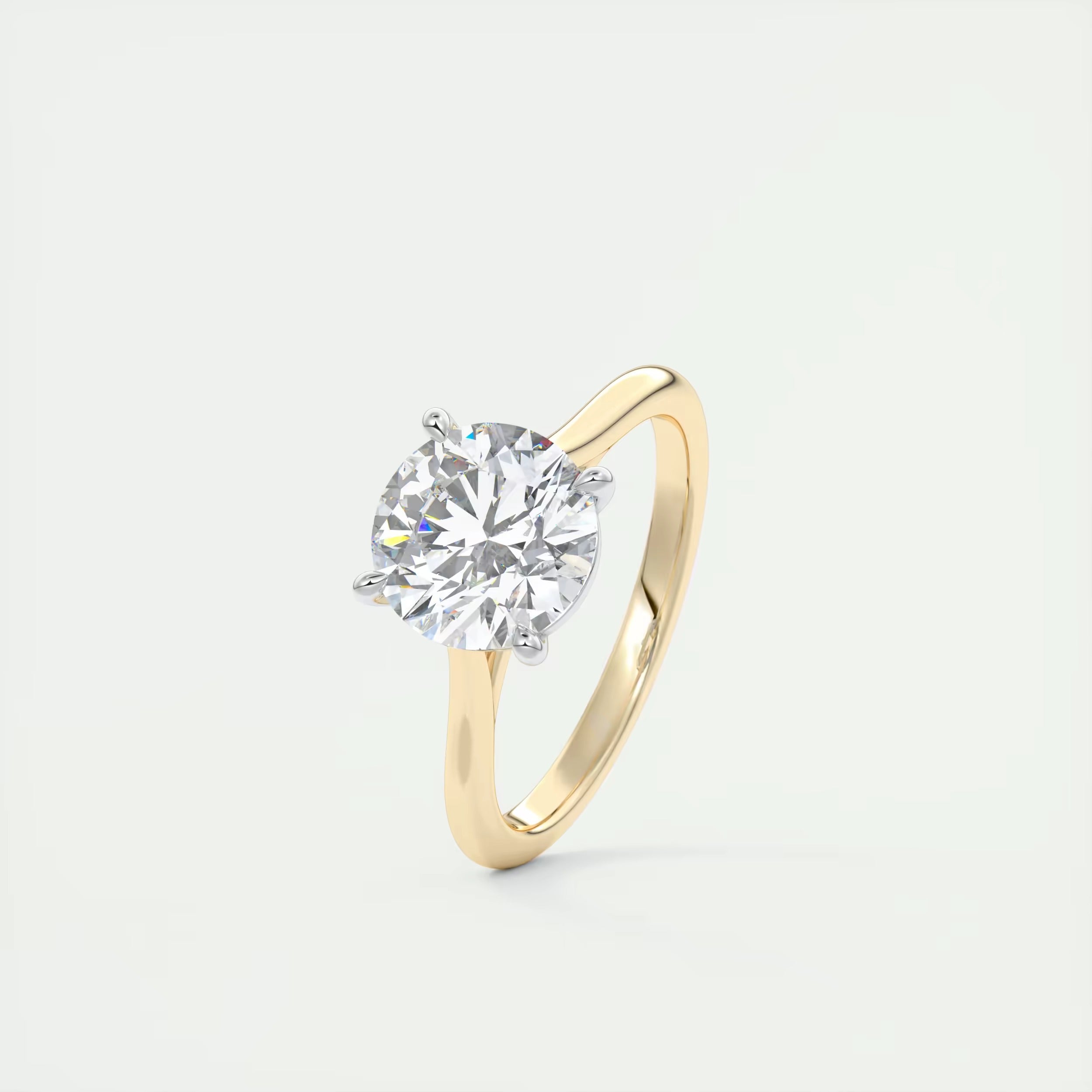 2.00 Ct The Cathedral Two Tone Round Gold Cathedral Solitaire with Prongs Engagement Ring