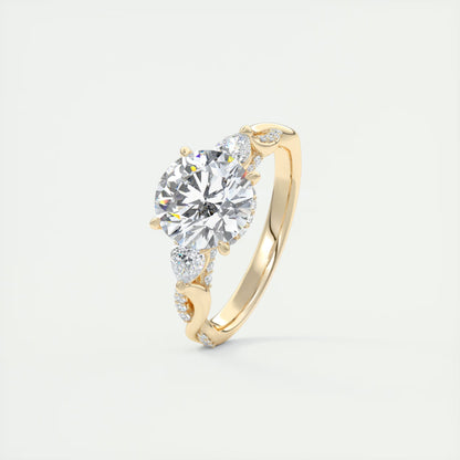 2.75 Ct The Full Bloom Round  - Twisted Pave Round Solitaire Engagement Rings