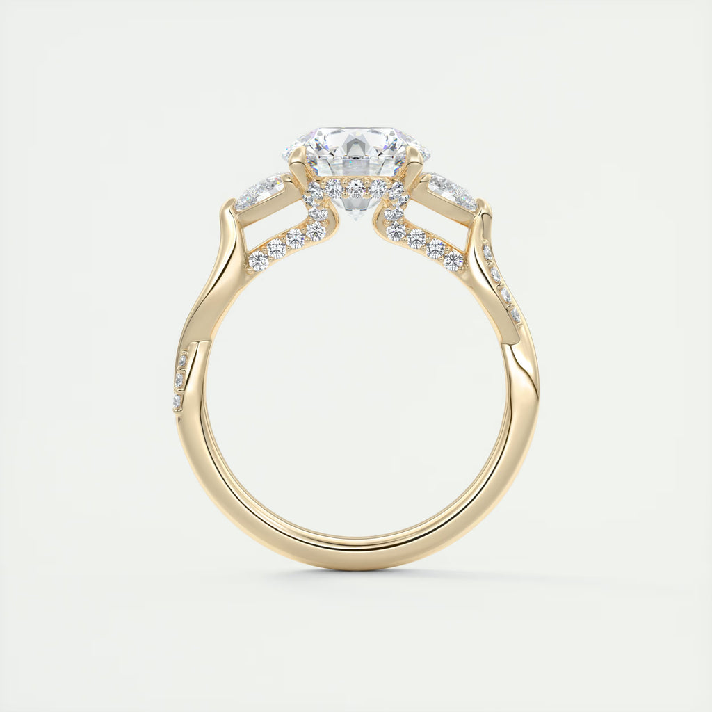 2.75 Ct The Full Bloom Twisted Pave Round Solitaire Engagement Rings