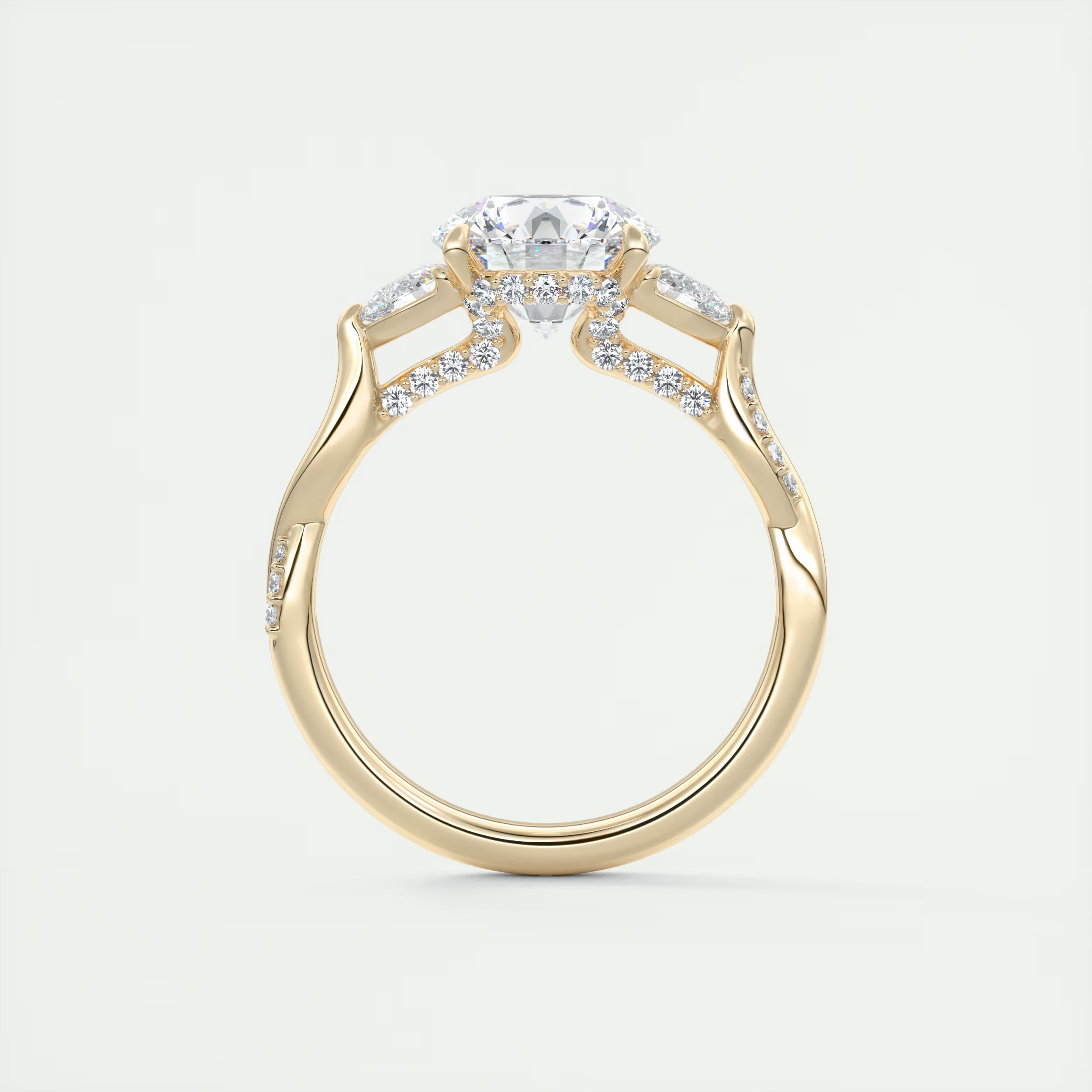 2.75 Ct The Full Bloom Twisted Pave Round Solitaire Engagement Rings