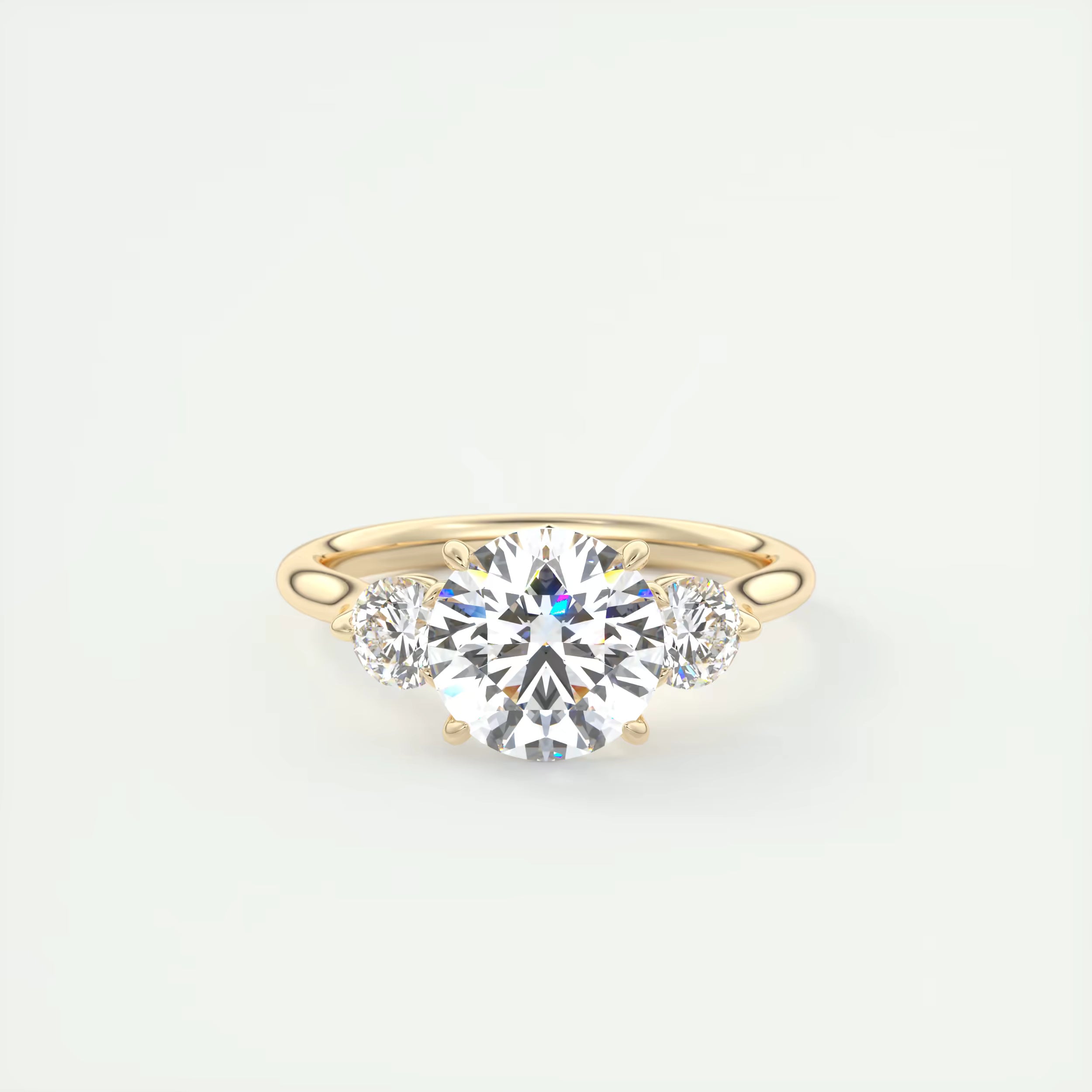 3.00 Ct Round Solitaire Ring Luxe Selene Three Stone Diamond Engagement Rings